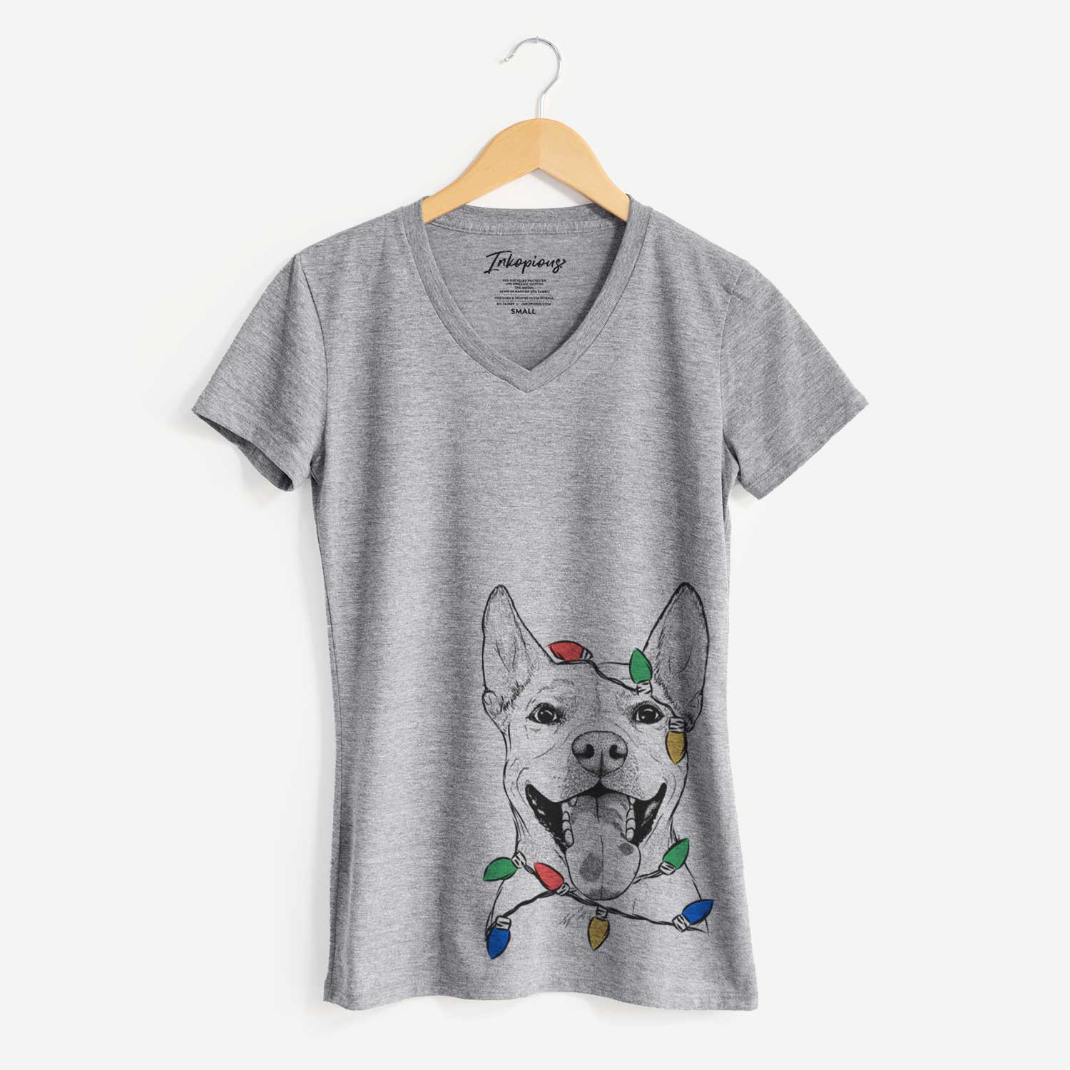 Christmas Lights Khaleesi the Carolina Dog - Women's V-neck Shirt