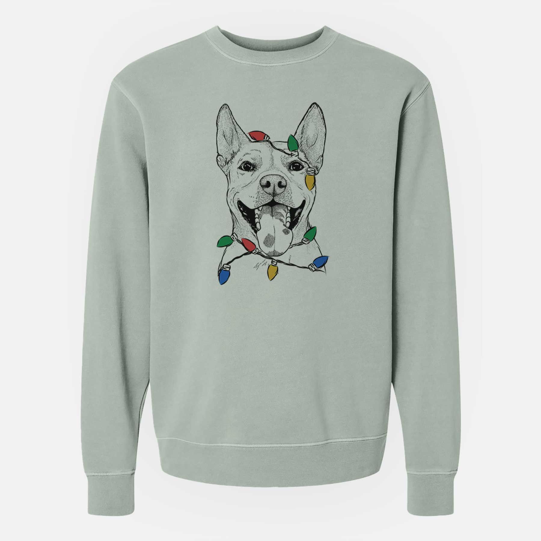 Christmas Lights Khaleesi the Carolina Dog - Unisex Pigment Dyed Crew Sweatshirt