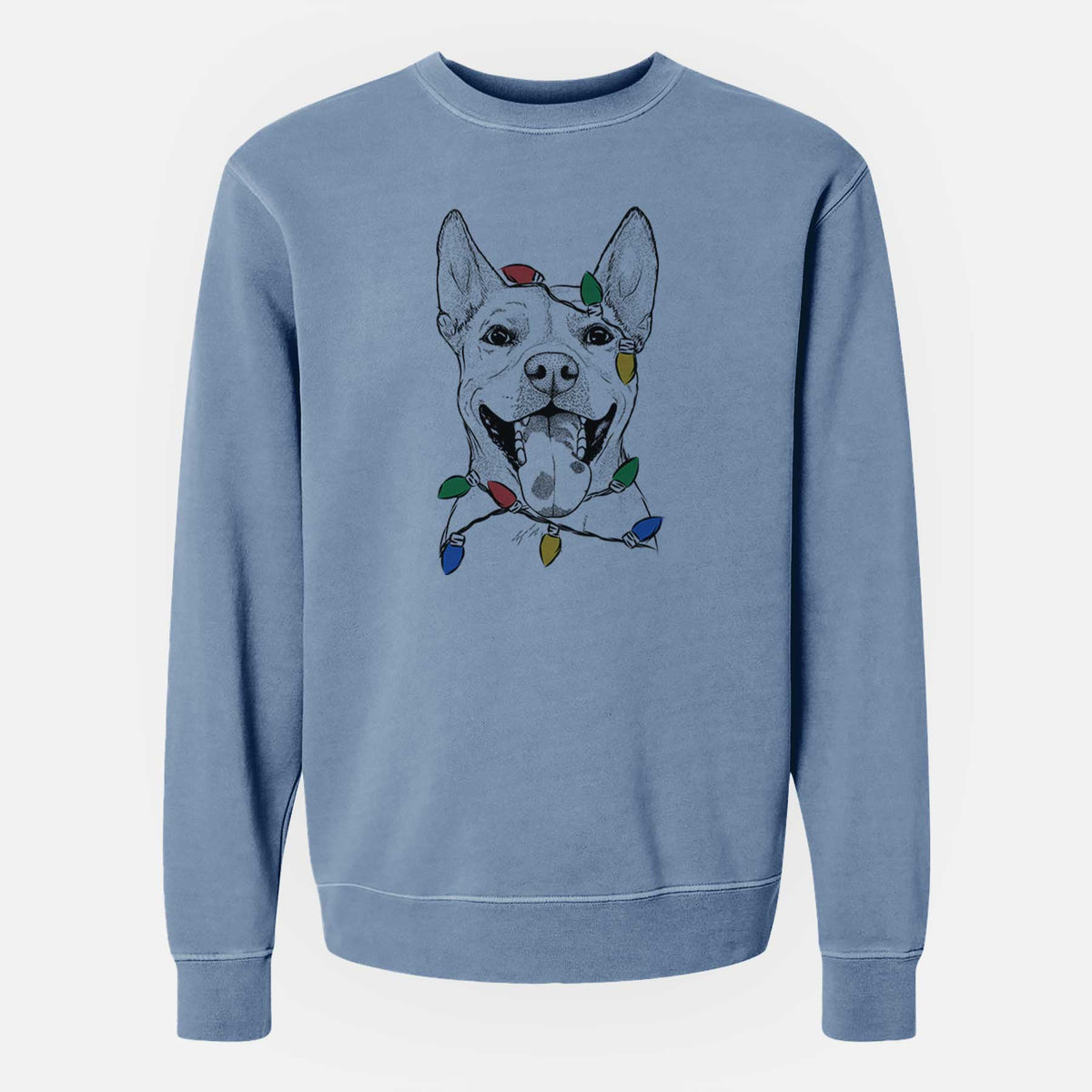 Christmas Lights Khaleesi the Carolina Dog - Unisex Pigment Dyed Crew Sweatshirt