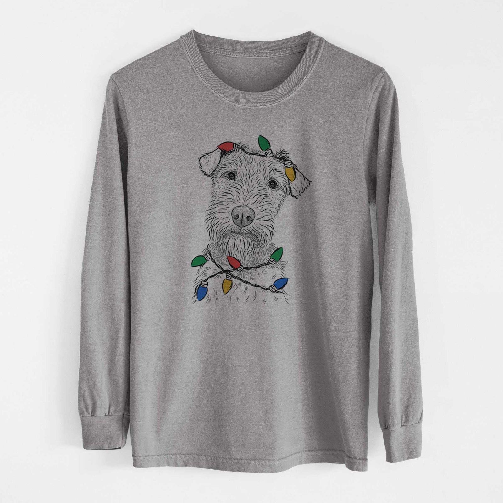 Christmas Lights Kiara the Welsh Terrier - Heavyweight 100% Cotton Long Sleeve