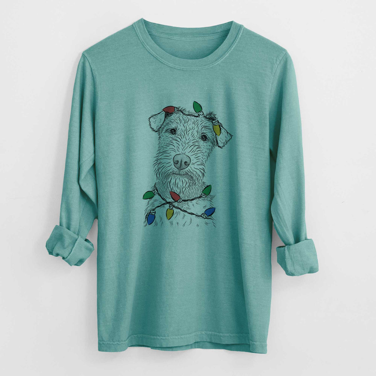 Christmas Lights Kiara the Welsh Terrier - Heavyweight 100% Cotton Long Sleeve
