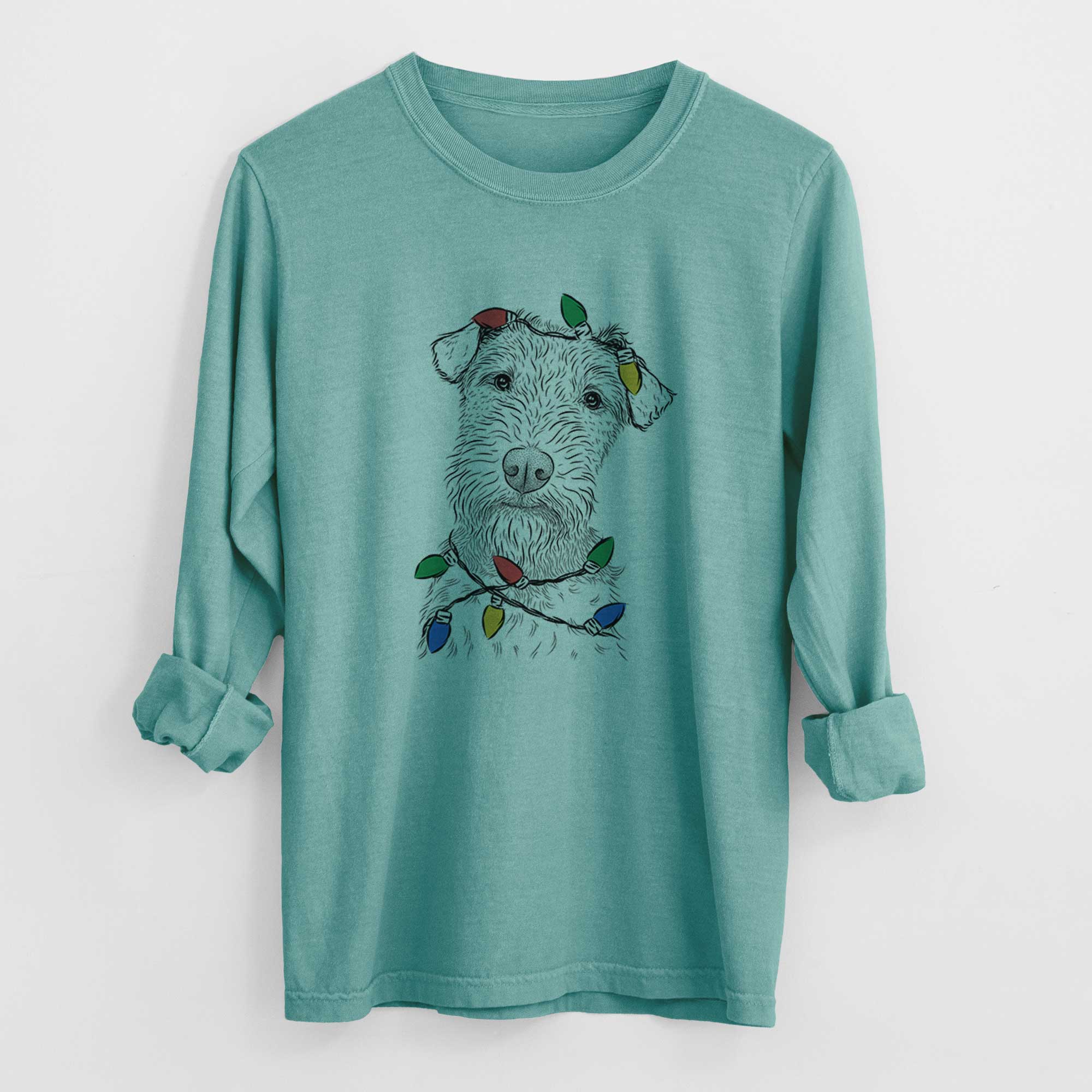 Christmas Lights Kiara the Welsh Terrier - Heavyweight 100% Cotton Long Sleeve