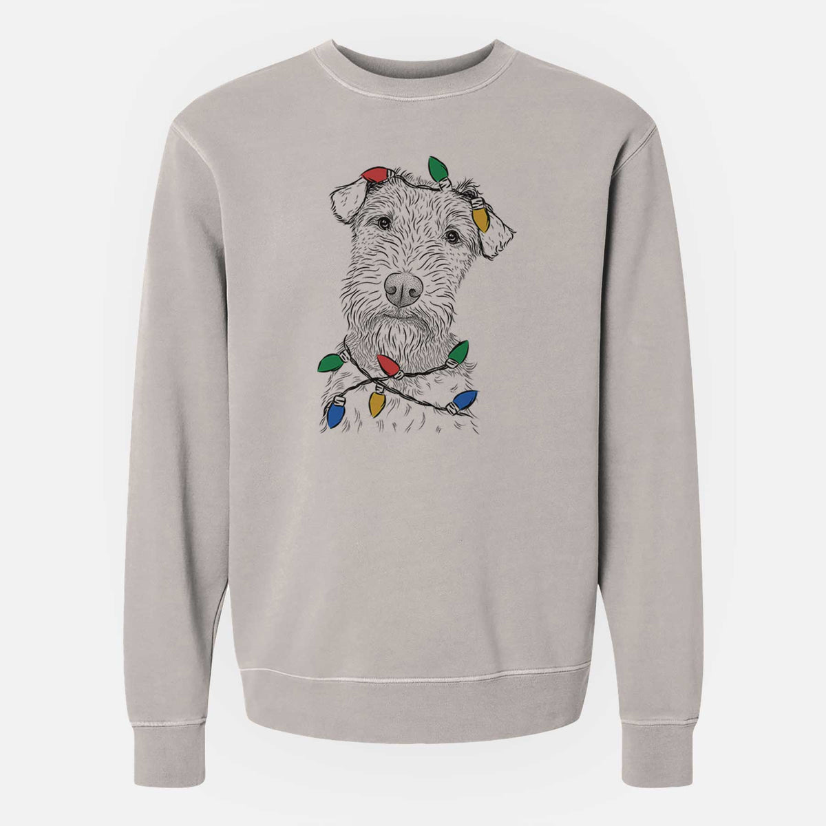 Christmas Lights Kiara the Welsh Terrier - Unisex Pigment Dyed Crew Sweatshirt