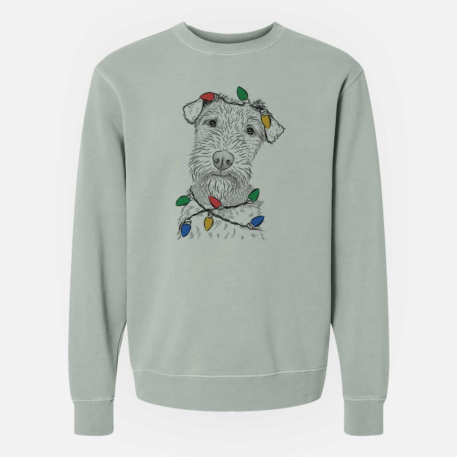Christmas Lights Kiara the Welsh Terrier - Unisex Pigment Dyed Crew Sweatshirt