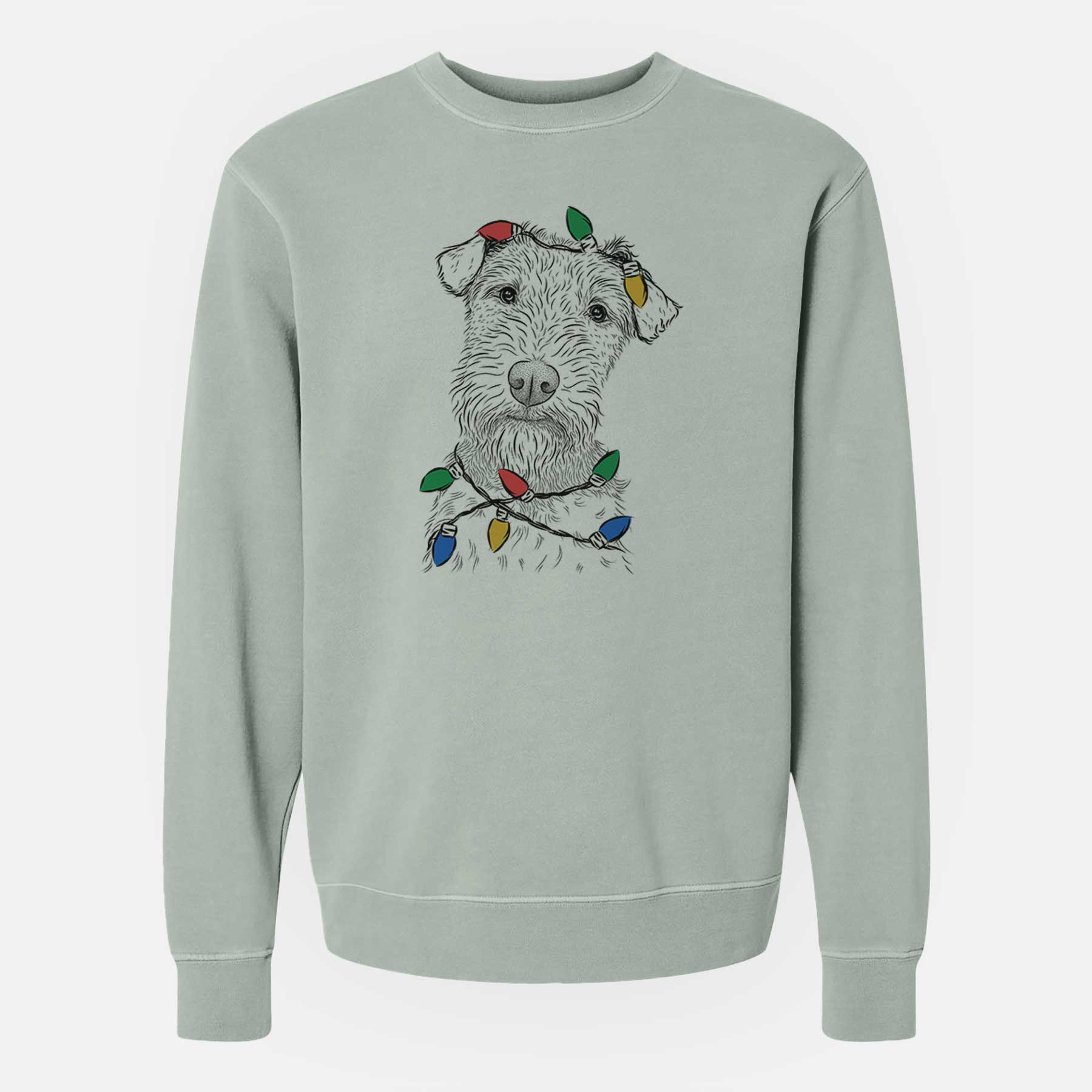 Christmas Lights Kiara the Welsh Terrier - Unisex Pigment Dyed Crew Sweatshirt