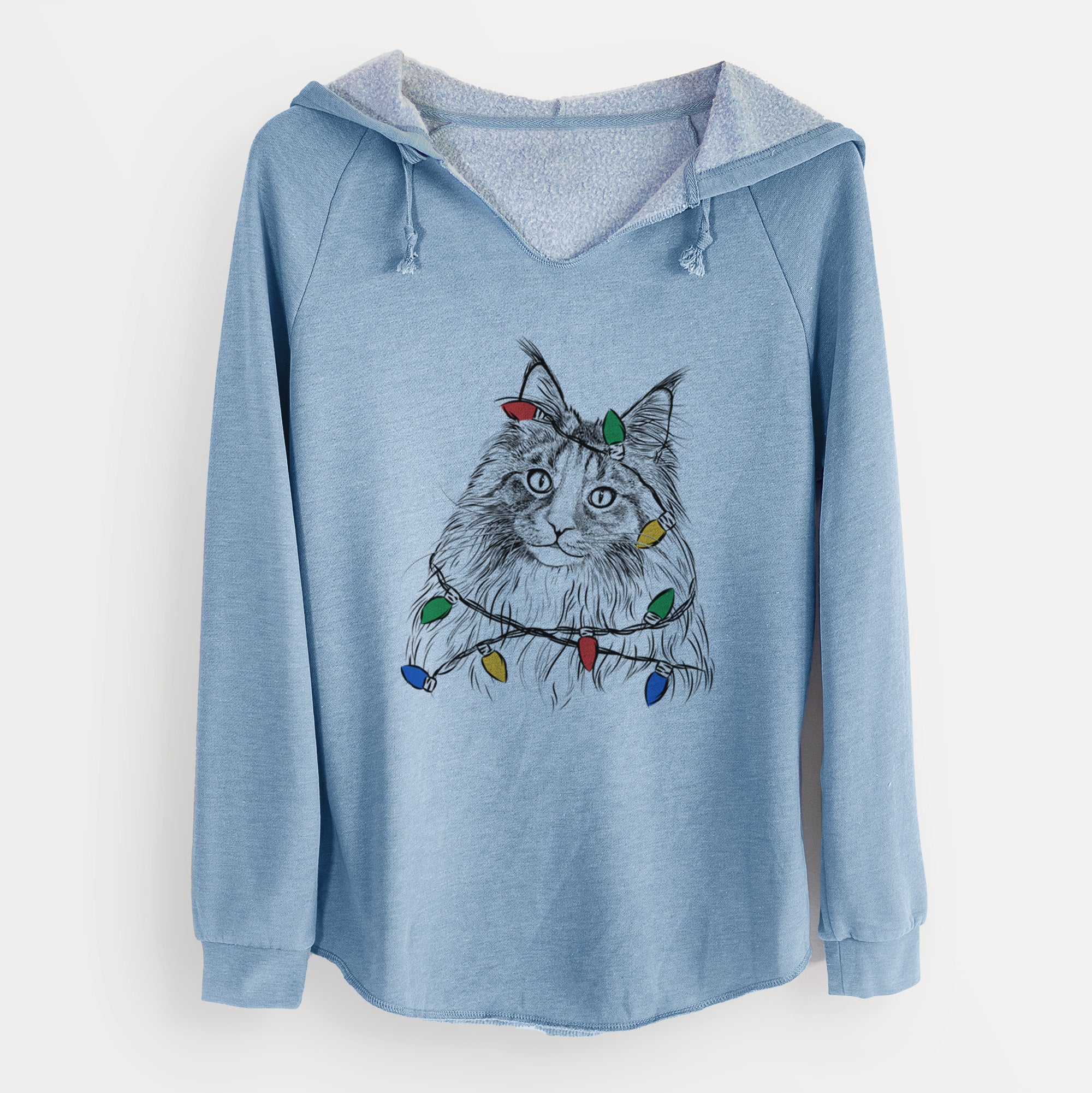 Christmas Lights Kiki the Maine Coon Cat - Cali Wave Hooded Sweatshirt