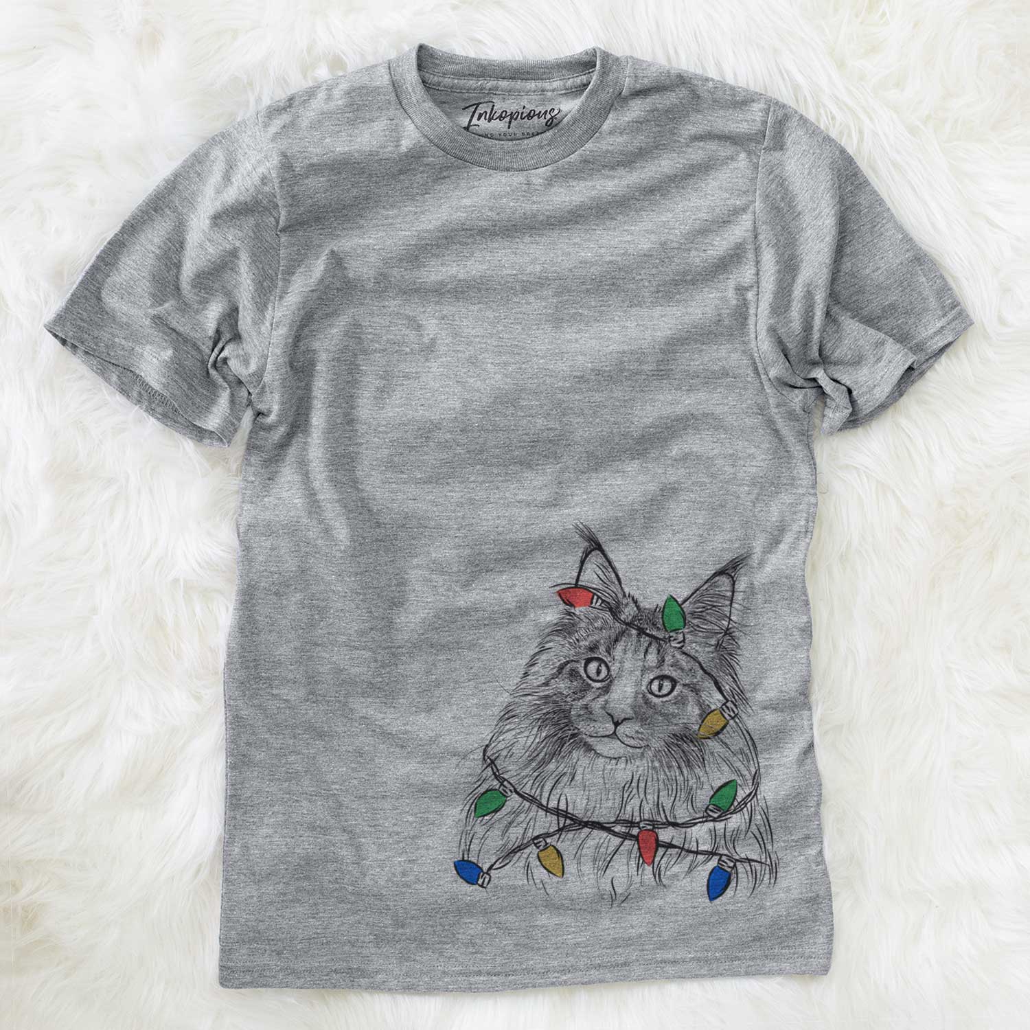 Christmas Lights Kiki the Maine Coon Cat - Unisex Crewneck