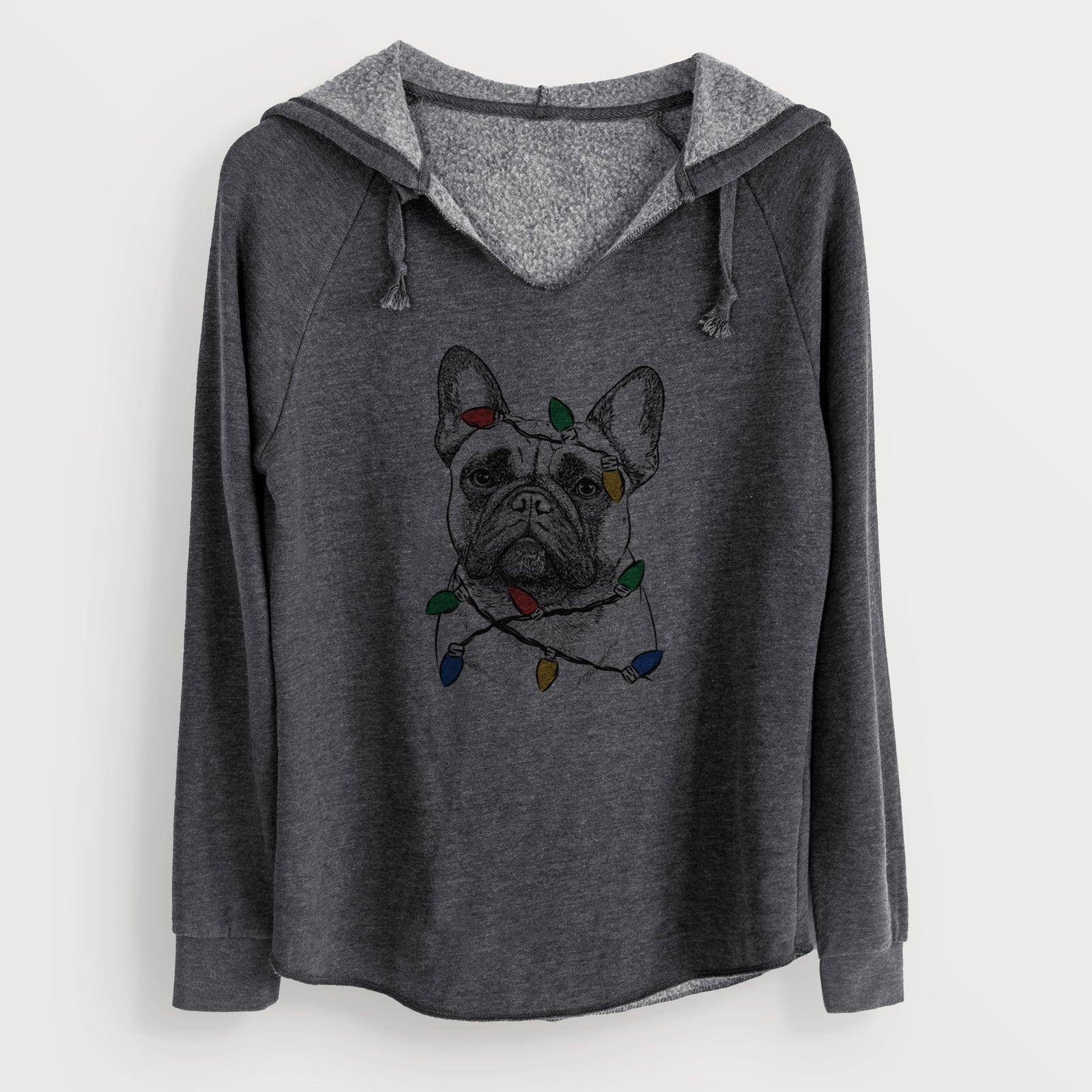 Christmas Lights Kingsleigh the French Bulldog - Cali Wave Hooded Sweatshirt