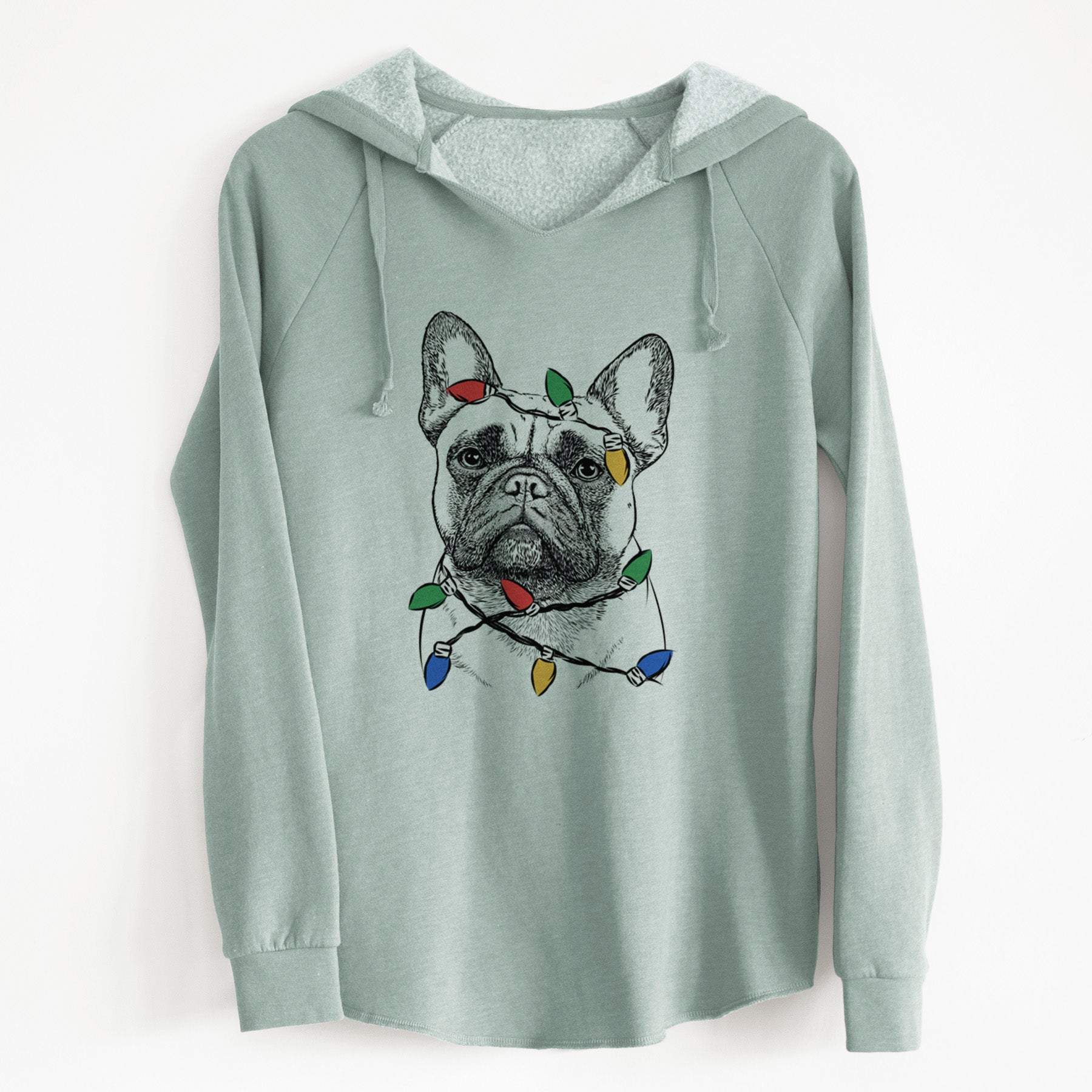 Christmas Lights Kingsleigh the French Bulldog - Cali Wave Hooded Sweatshirt