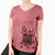 Christmas Lights Kingsleigh the French Bulldog - Women's V-neck Shirt