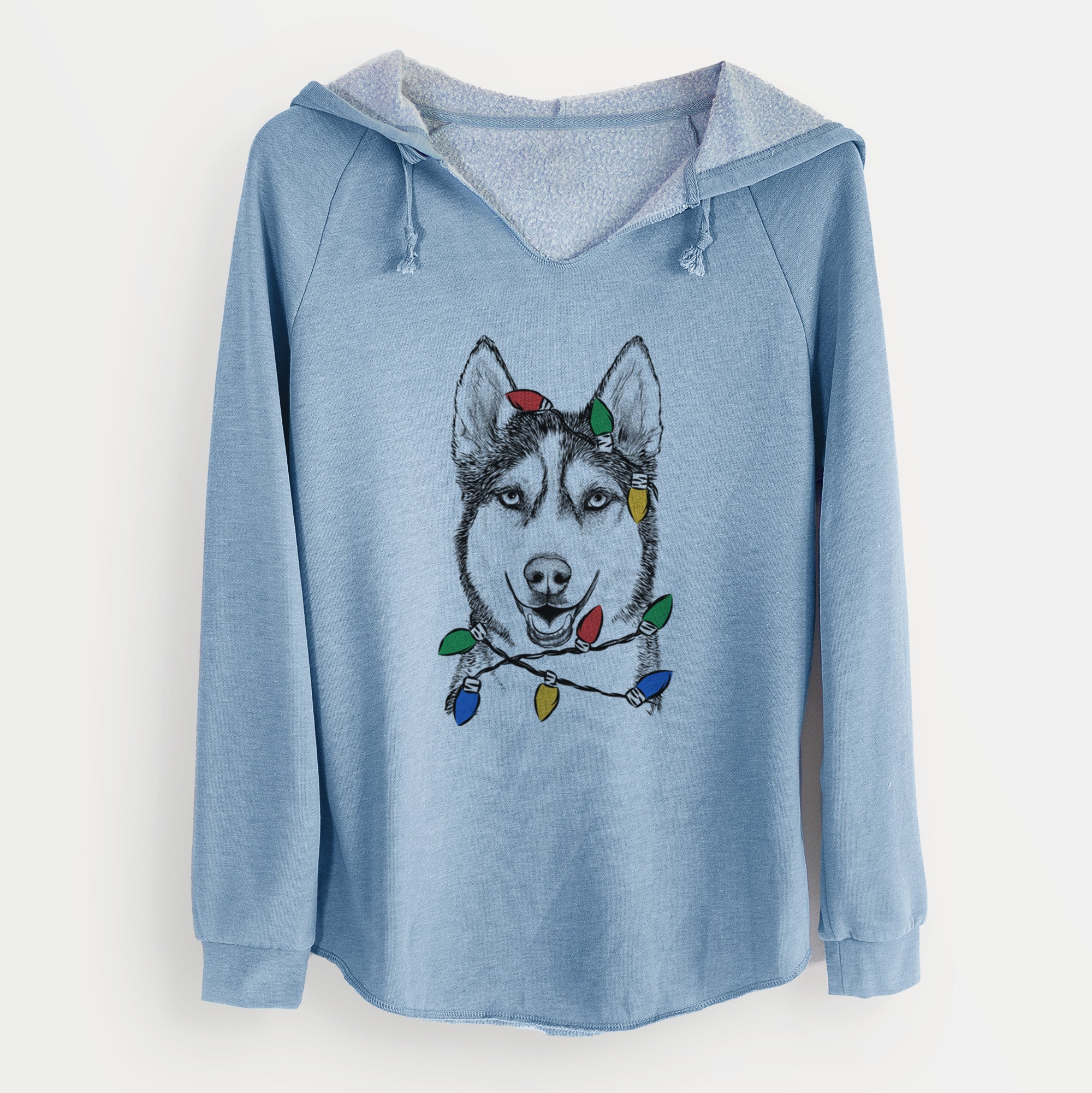 Christmas Lights Kira the Siberian Husky - Cali Wave Hooded Sweatshirt