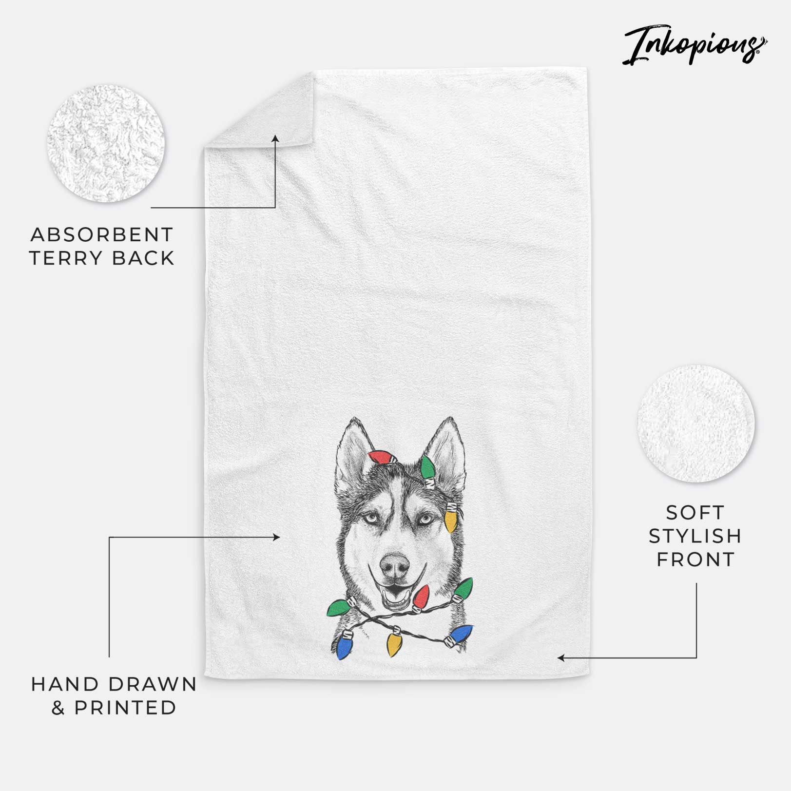 Kira the Siberian Husky Decorative Hand Towel