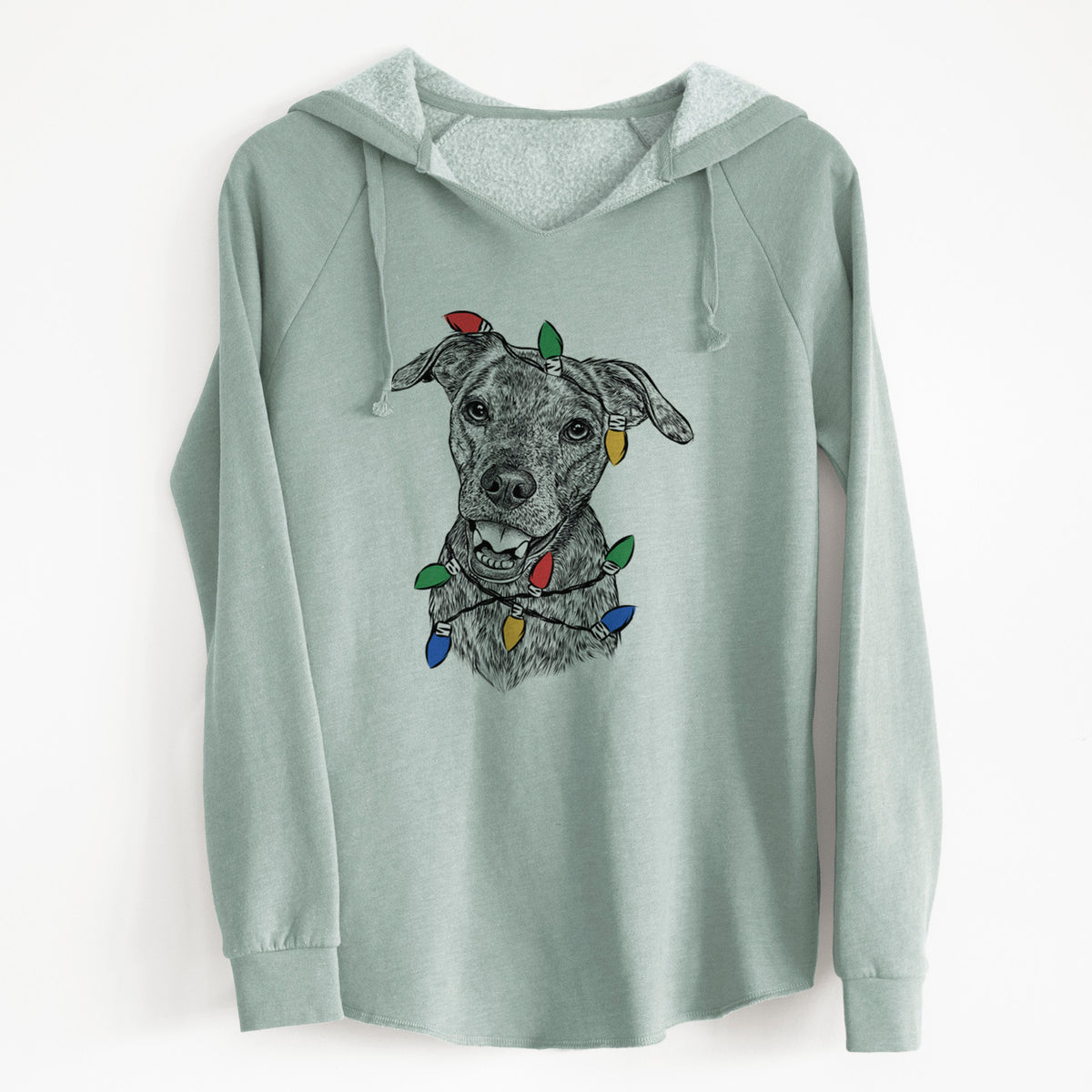 Christmas Lights Kirby the Mountain Cur Mix - Cali Wave Hooded Sweatshirt