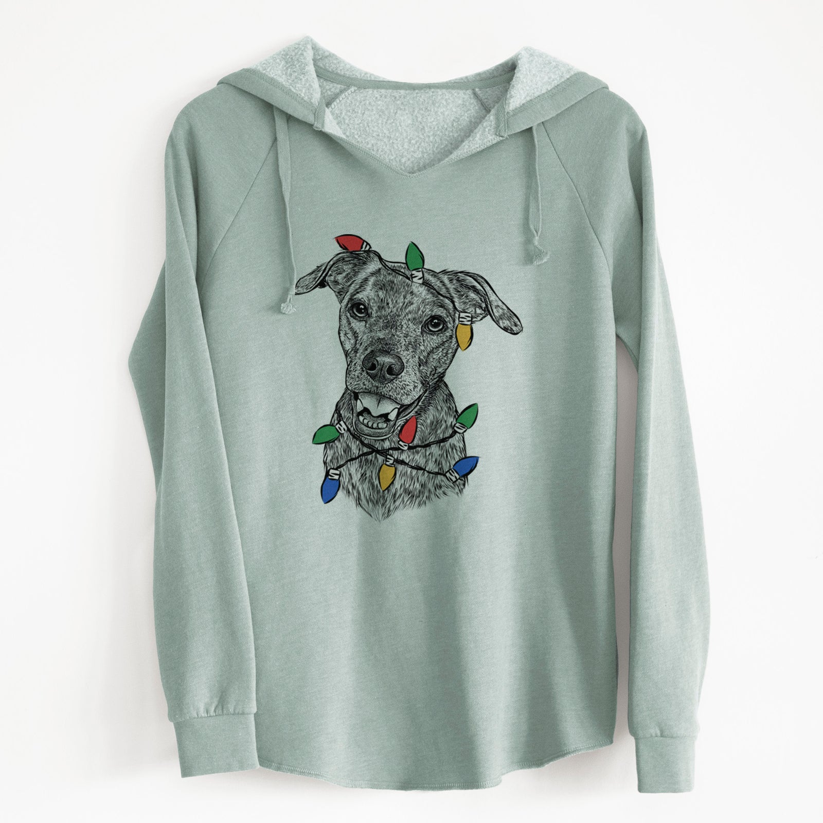 Christmas Lights Kirby the Mountain Cur Mix - Cali Wave Hooded Sweatshirt