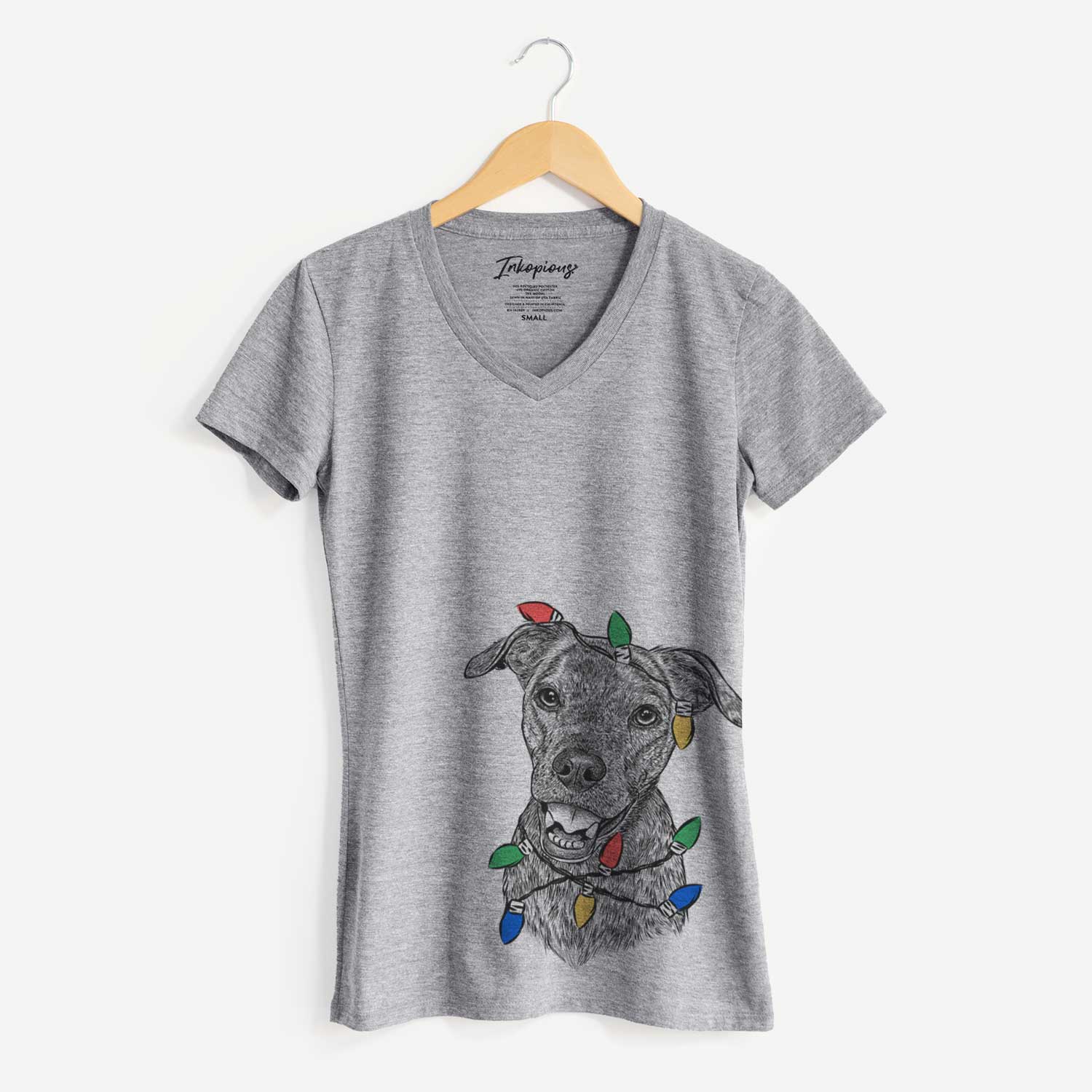 Christmas Lights Kirby the Mountain Cur Mix - Women's V-neck Shirt