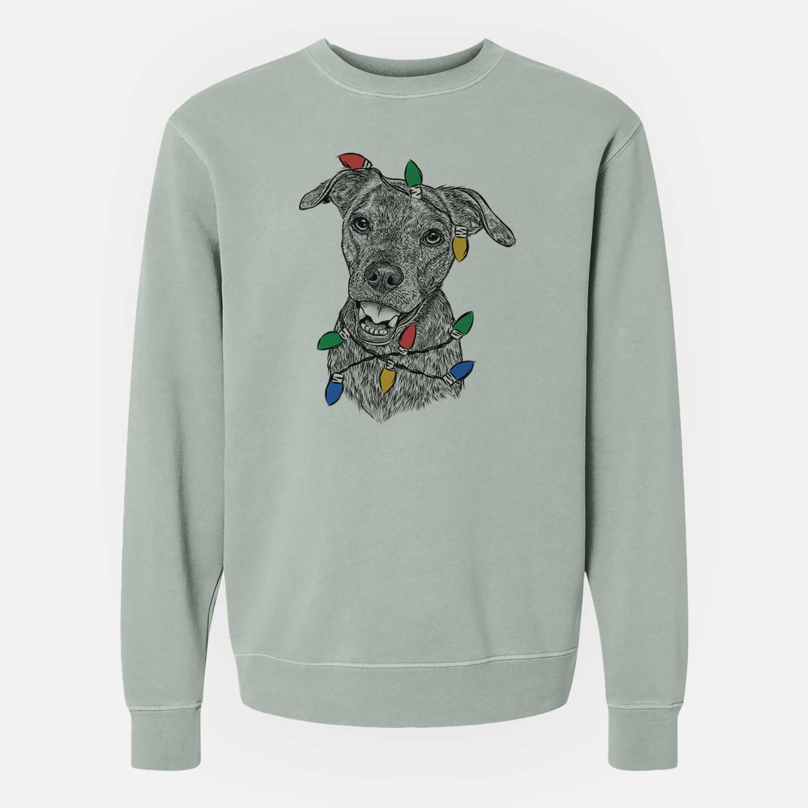 Christmas Lights Kirby the Mountain Cur Mix - Unisex Pigment Dyed Crew Sweatshirt