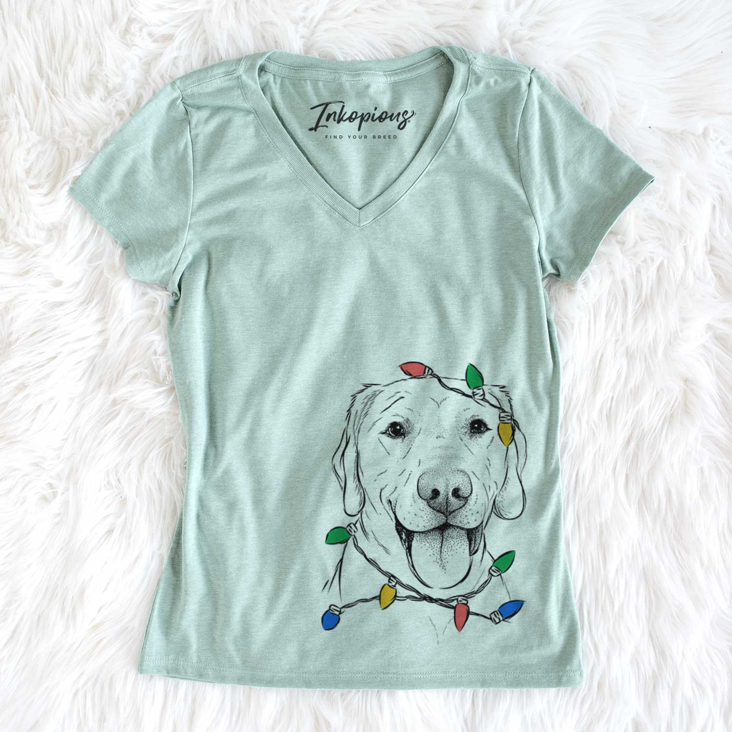 Christmas Lights Klay the Labrador Retriever - Women's V-neck Shirt