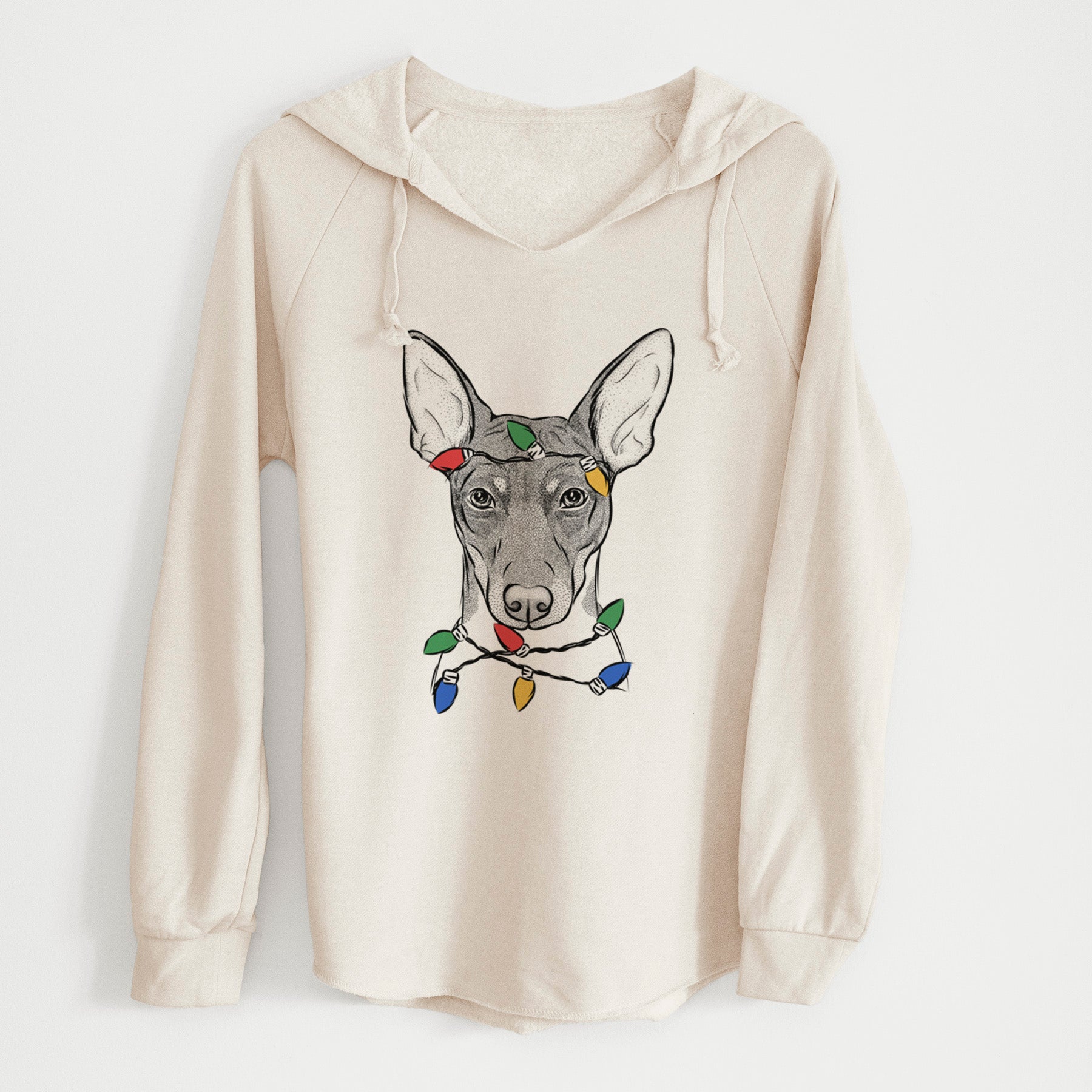 Christmas Lights Knox the Rat Terrier - Cali Wave Hooded Sweatshirt