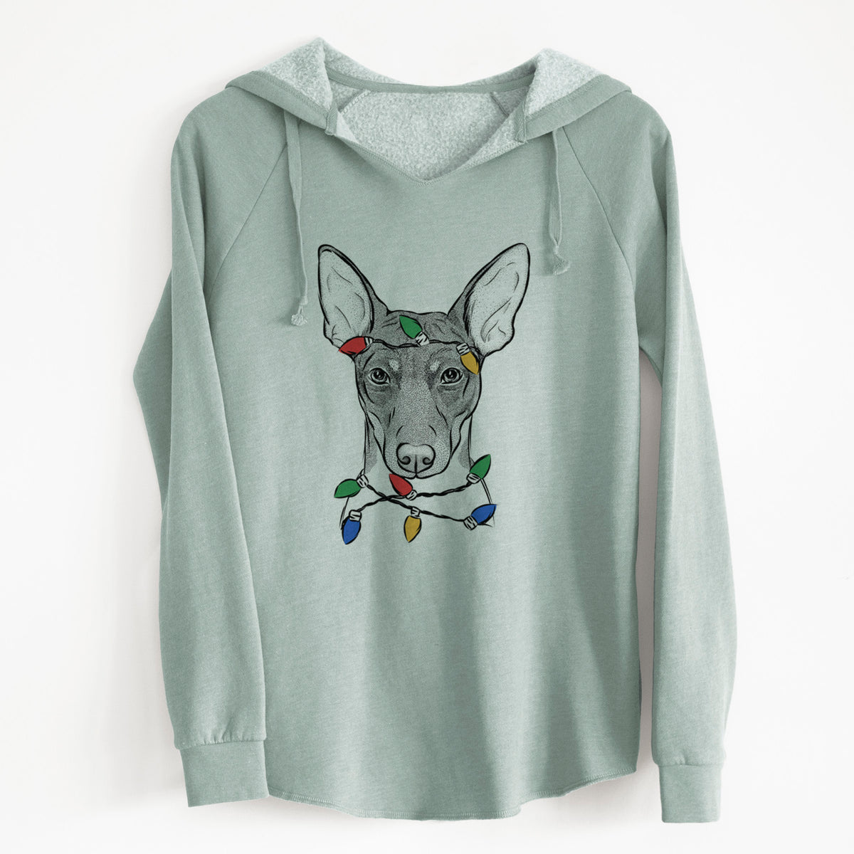 Christmas Lights Knox the Rat Terrier - Cali Wave Hooded Sweatshirt