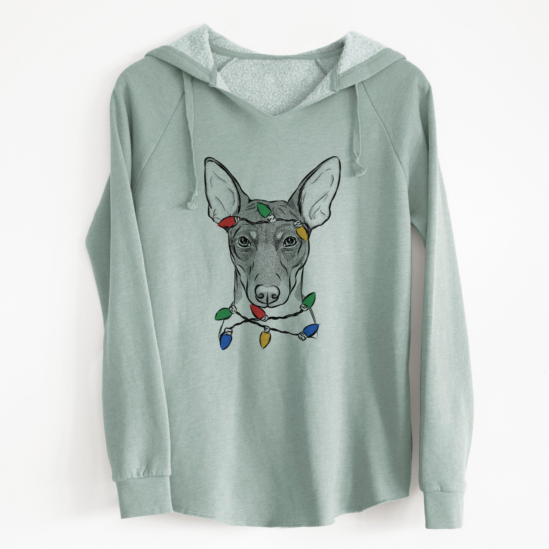 Christmas Lights Knox the Rat Terrier - Cali Wave Hooded Sweatshirt