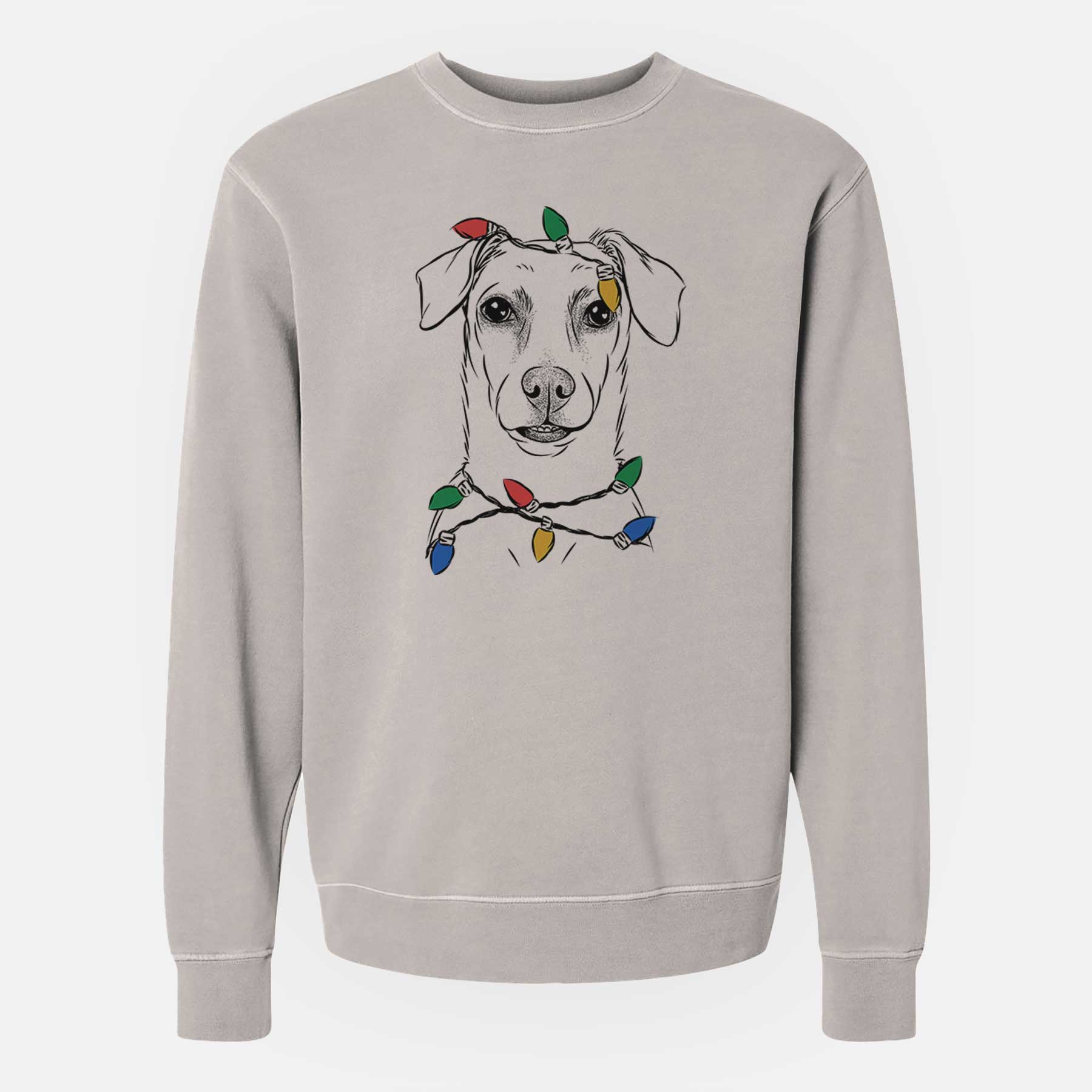 Christmas Lights Koa the Jack Russell Terrier - Unisex Pigment Dyed Crew Sweatshirt