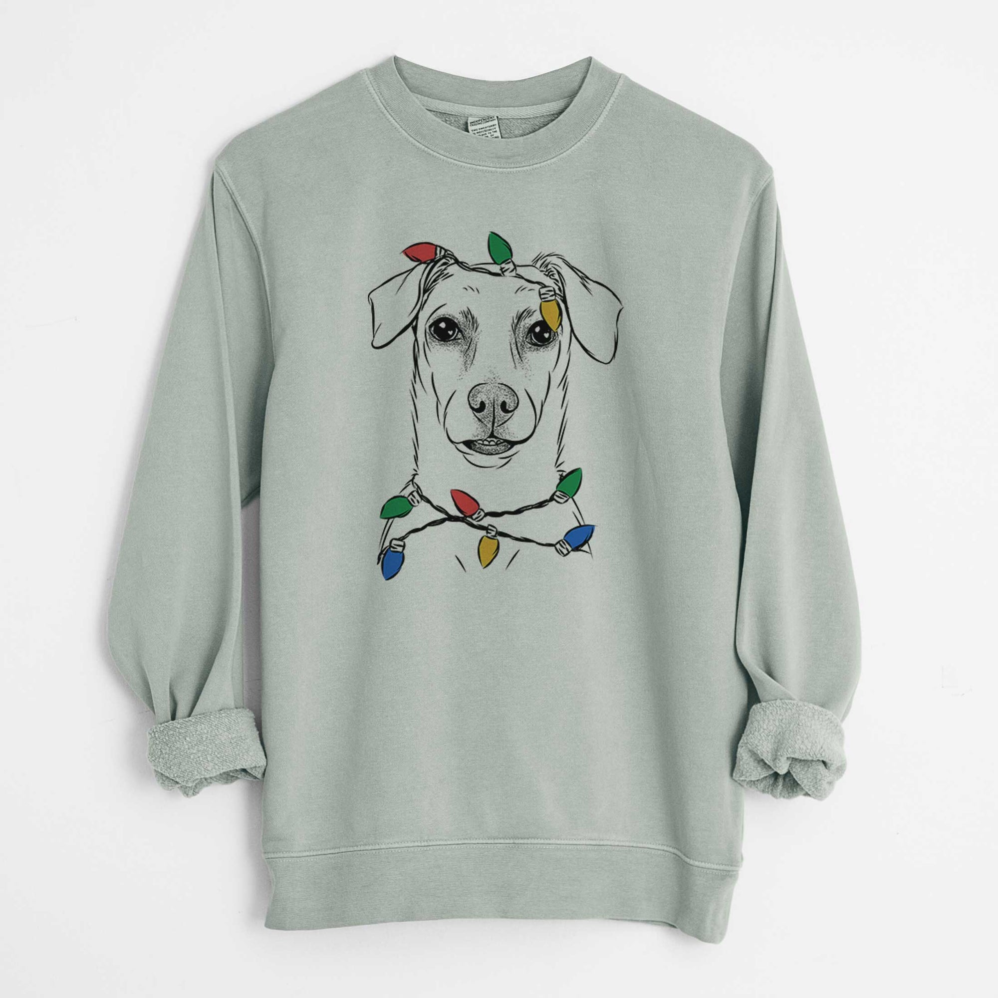 Christmas Lights Koa the Jack Russell Terrier - Unisex Pigment Dyed Crew Sweatshirt