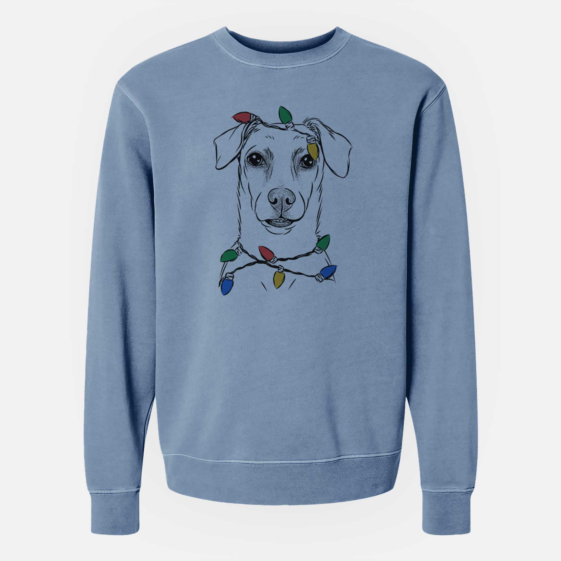 Christmas Lights Koa the Jack Russell Terrier - Unisex Pigment Dyed Crew Sweatshirt