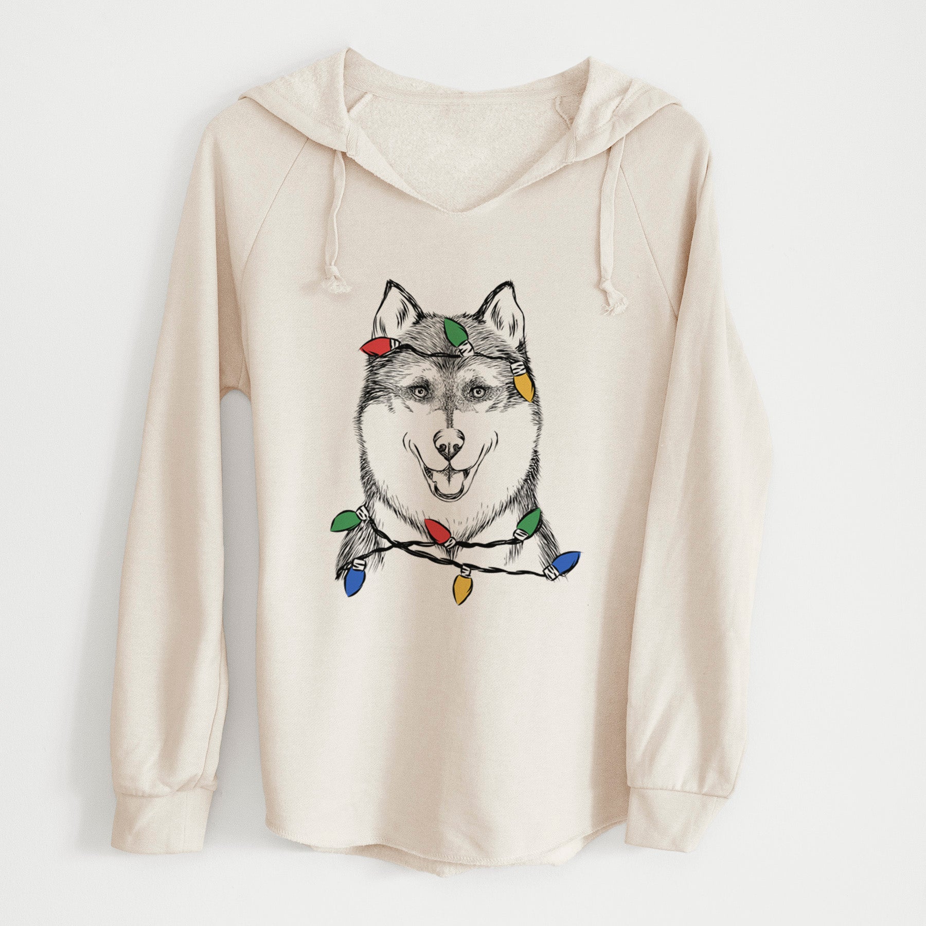 Christmas Lights Koda the Siberian Husky - Cali Wave Hooded Sweatshirt