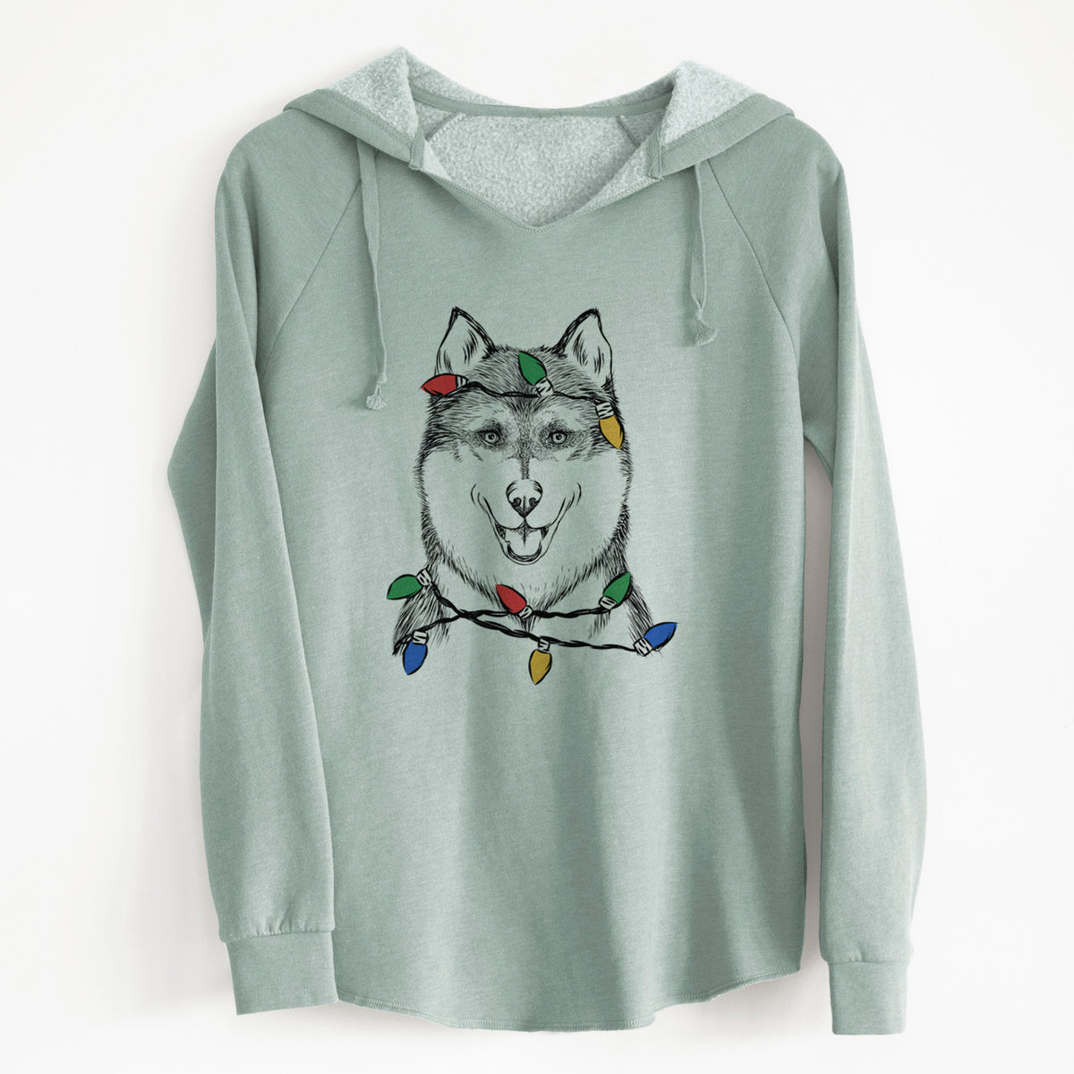 Christmas Lights Koda the Siberian Husky - Cali Wave Hooded Sweatshirt