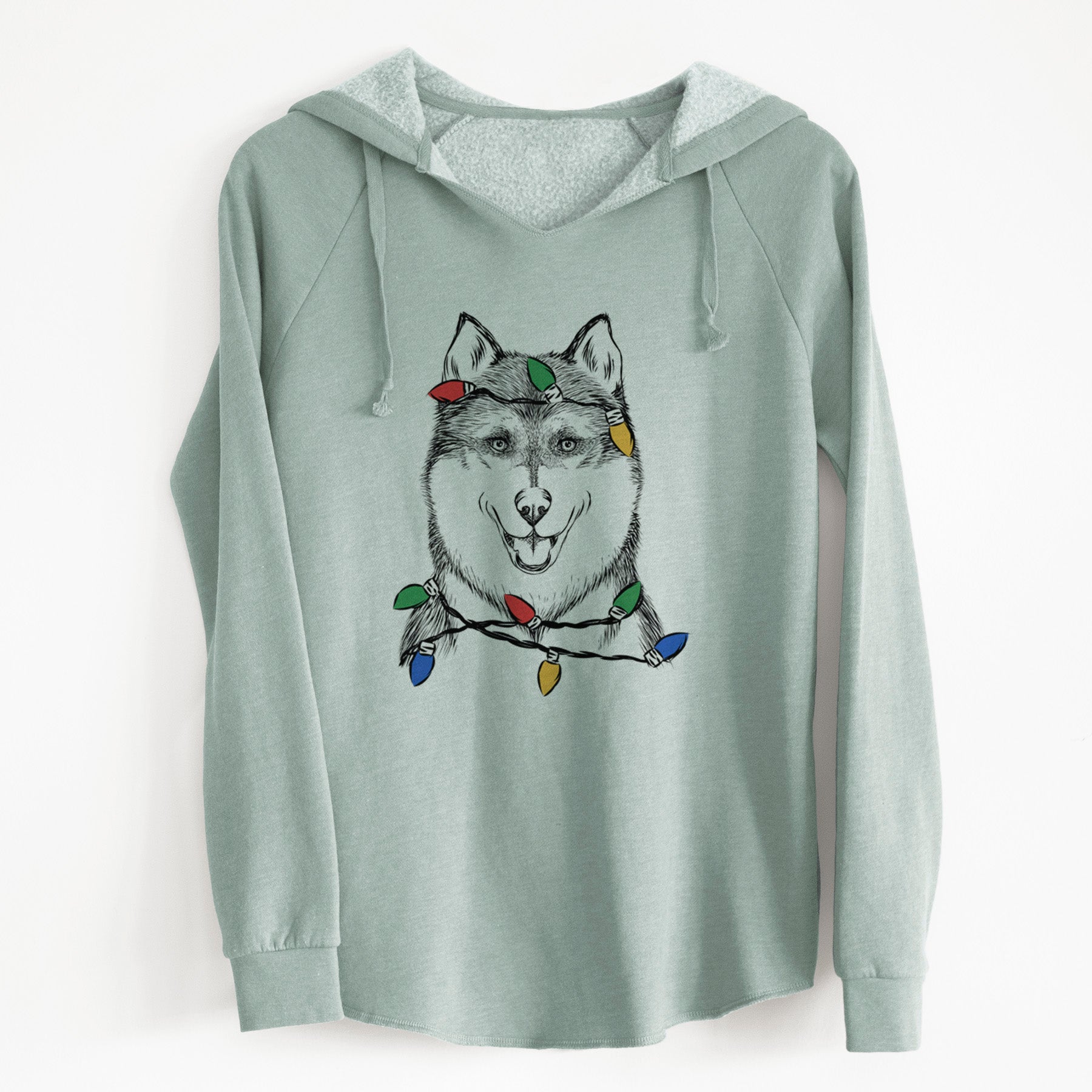 Christmas Lights Koda the Siberian Husky - Cali Wave Hooded Sweatshirt