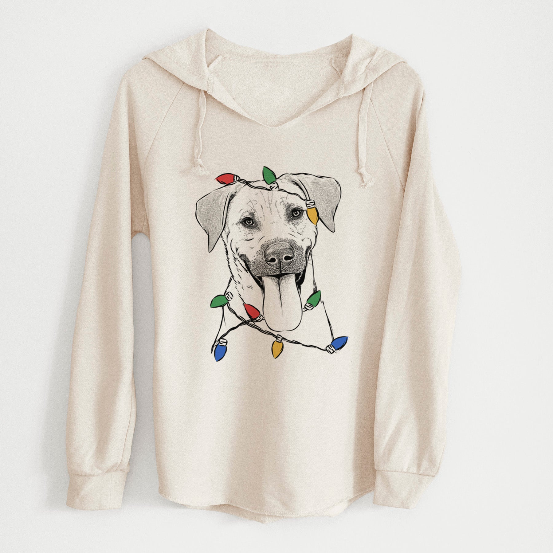 Christmas Lights Koda the Black Mouth Cur - Cali Wave Hooded Sweatshirt