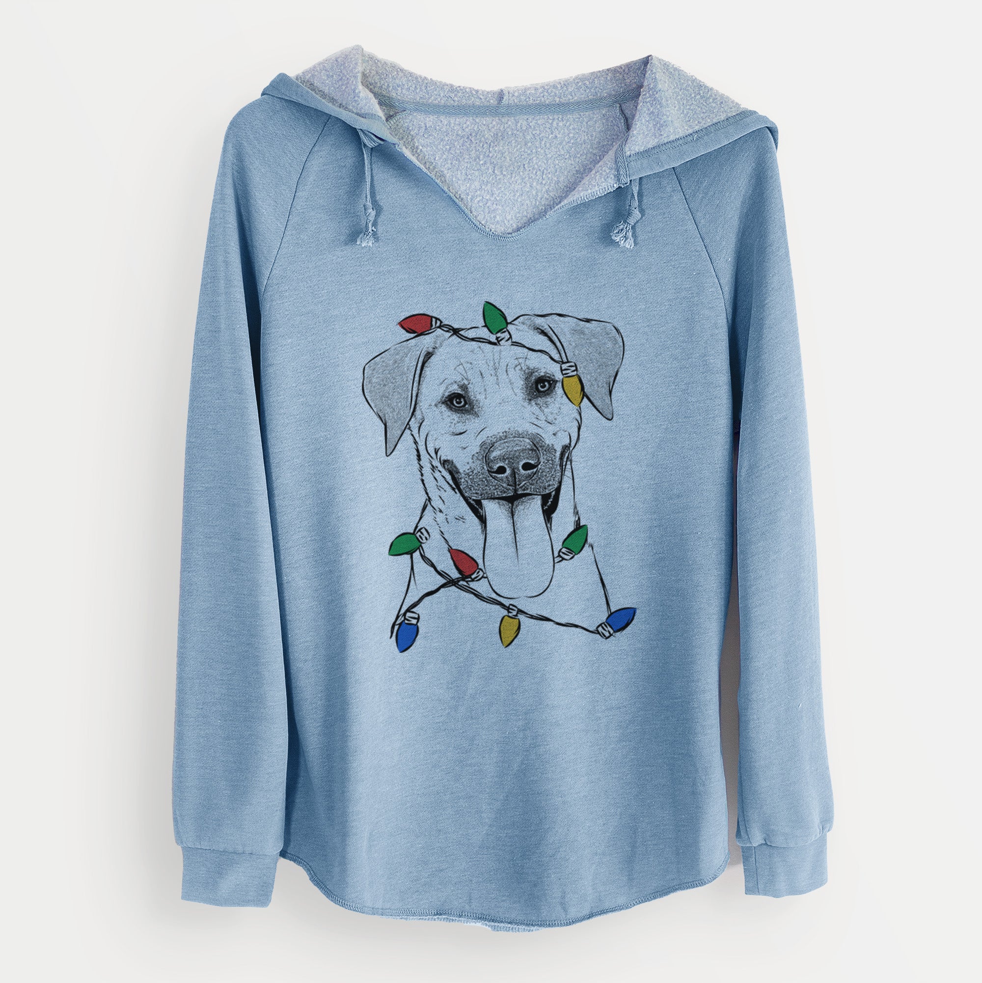 Christmas Lights Koda the Black Mouth Cur - Cali Wave Hooded Sweatshirt