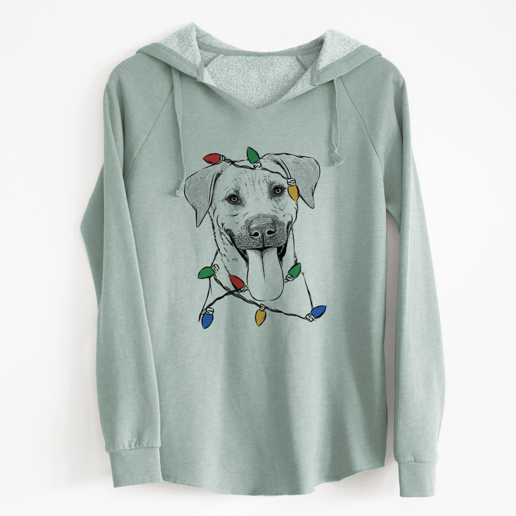 Christmas Lights Koda the Black Mouth Cur - Cali Wave Hooded Sweatshirt