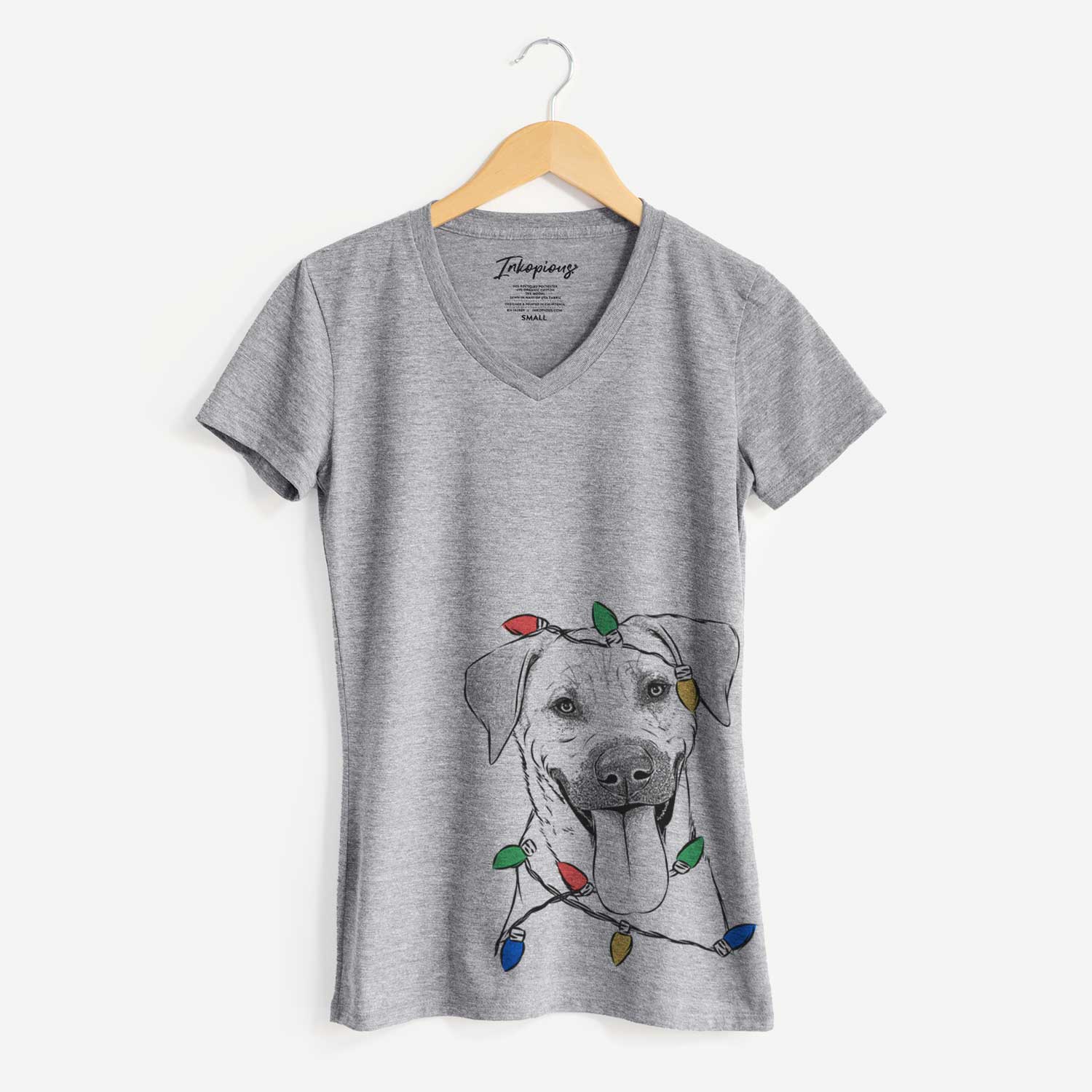 Christmas Lights Koda the Black Mouth Cur - Women's V-neck Shirt