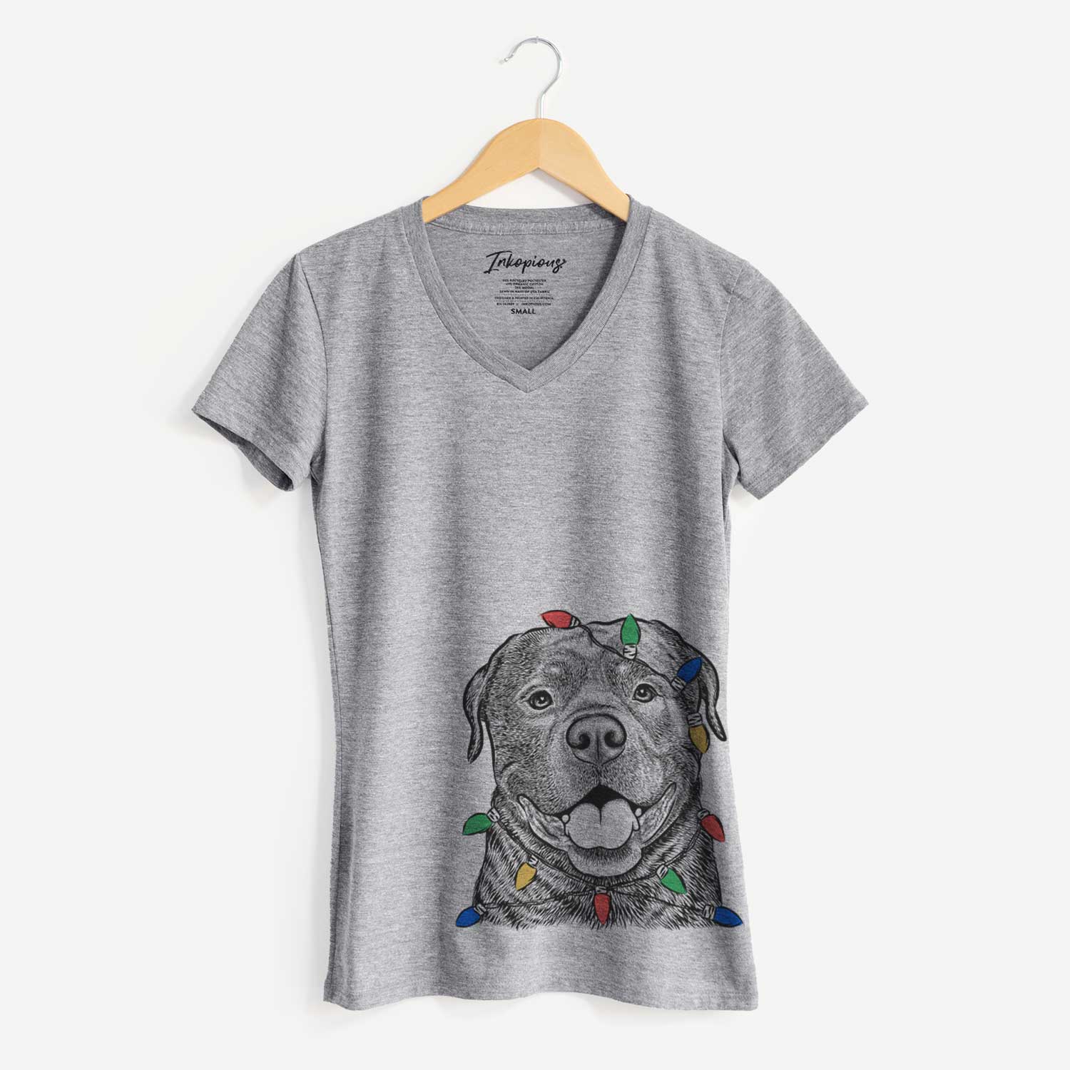 Christmas Lights Kojak the Rottweiler - Women's V-neck Shirt