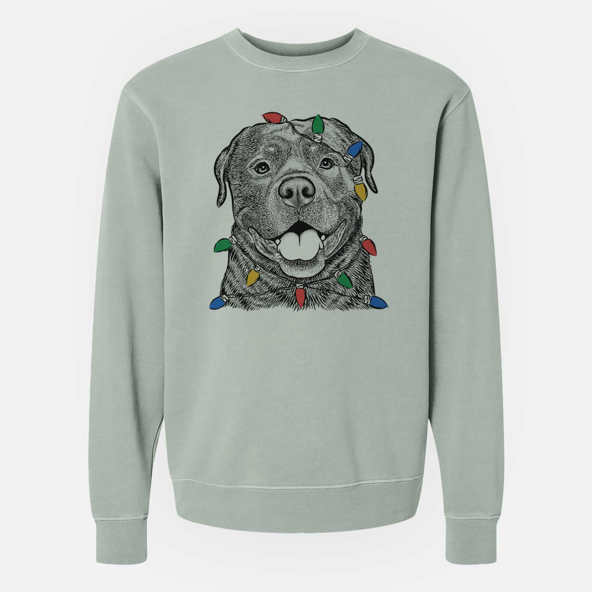 Christmas Lights Kojak the Rottweiler - Unisex Pigment Dyed Crew Sweatshirt