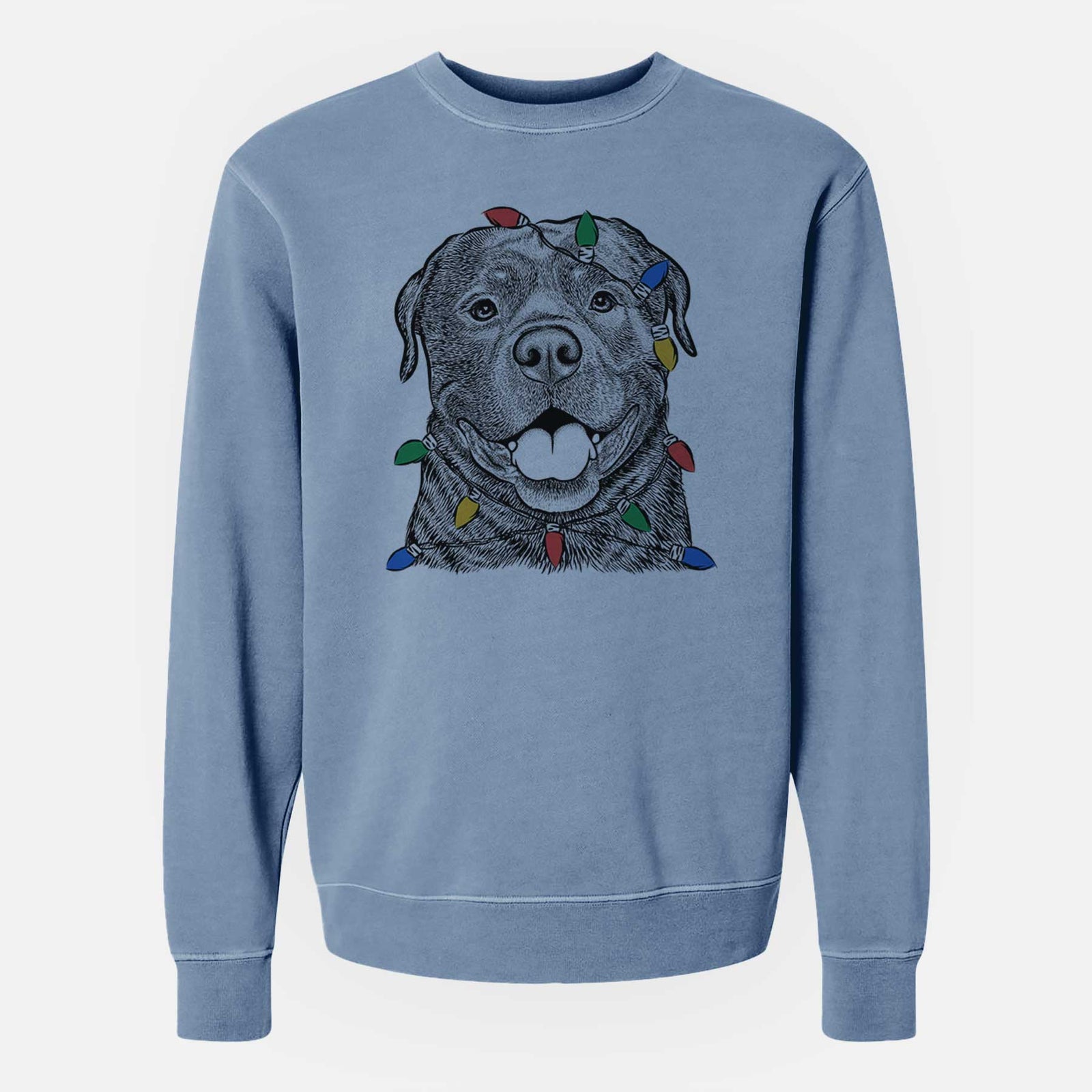 Christmas Lights Kojak the Rottweiler - Unisex Pigment Dyed Crew Sweatshirt