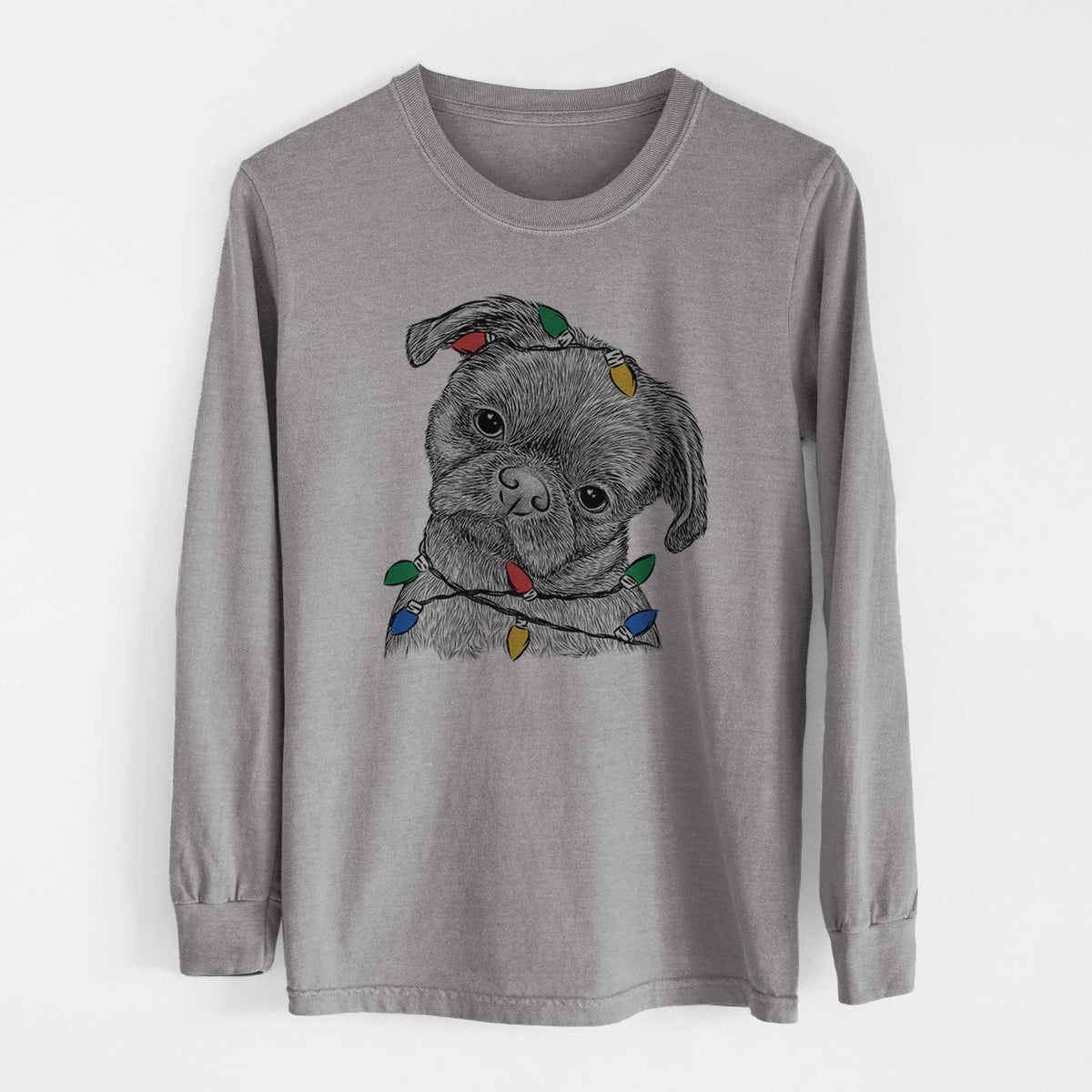 Christmas Lights Koko the Shih Tzu - Heavyweight 100% Cotton Long Sleeve