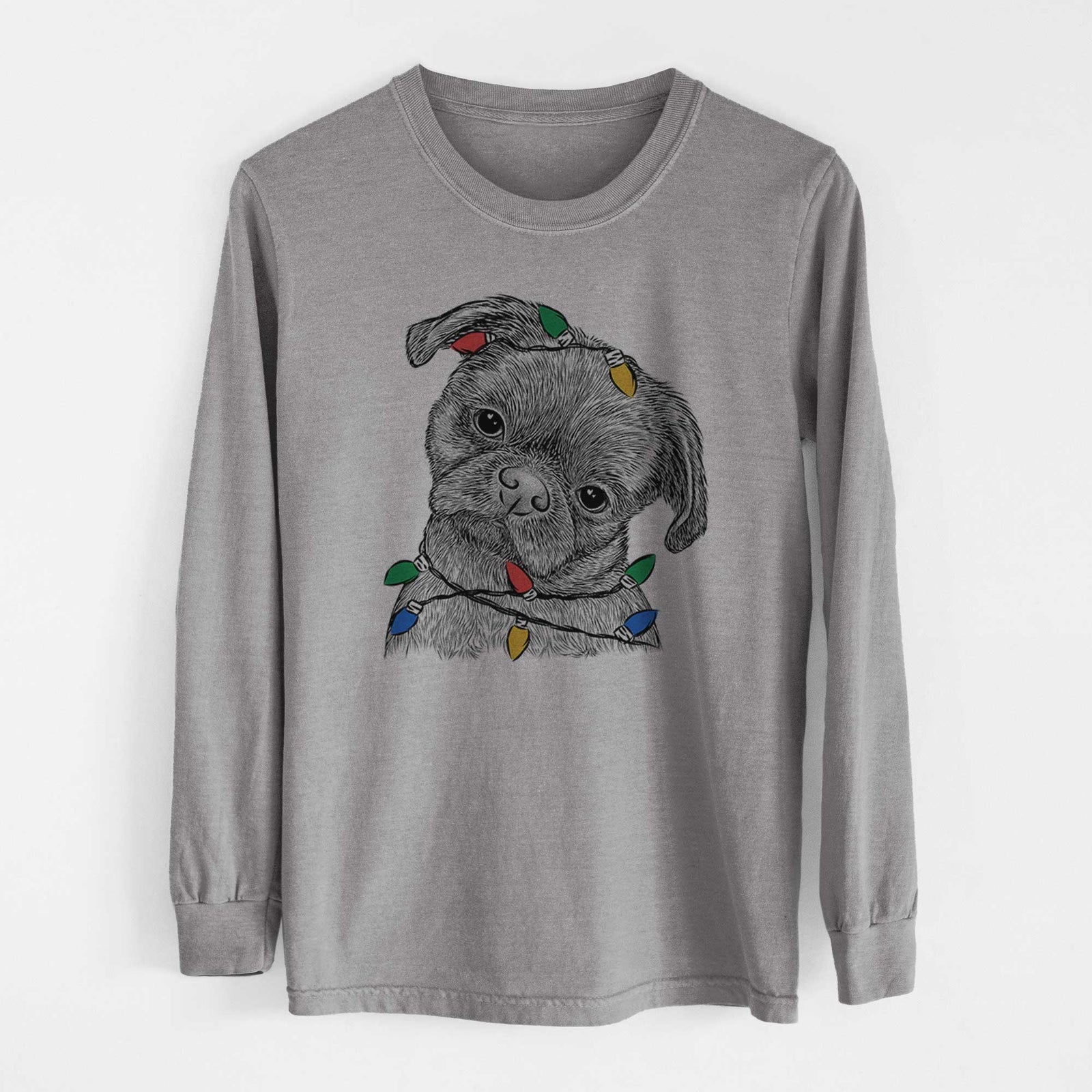 Christmas Lights Koko the Shih Tzu - Heavyweight 100% Cotton Long Sleeve