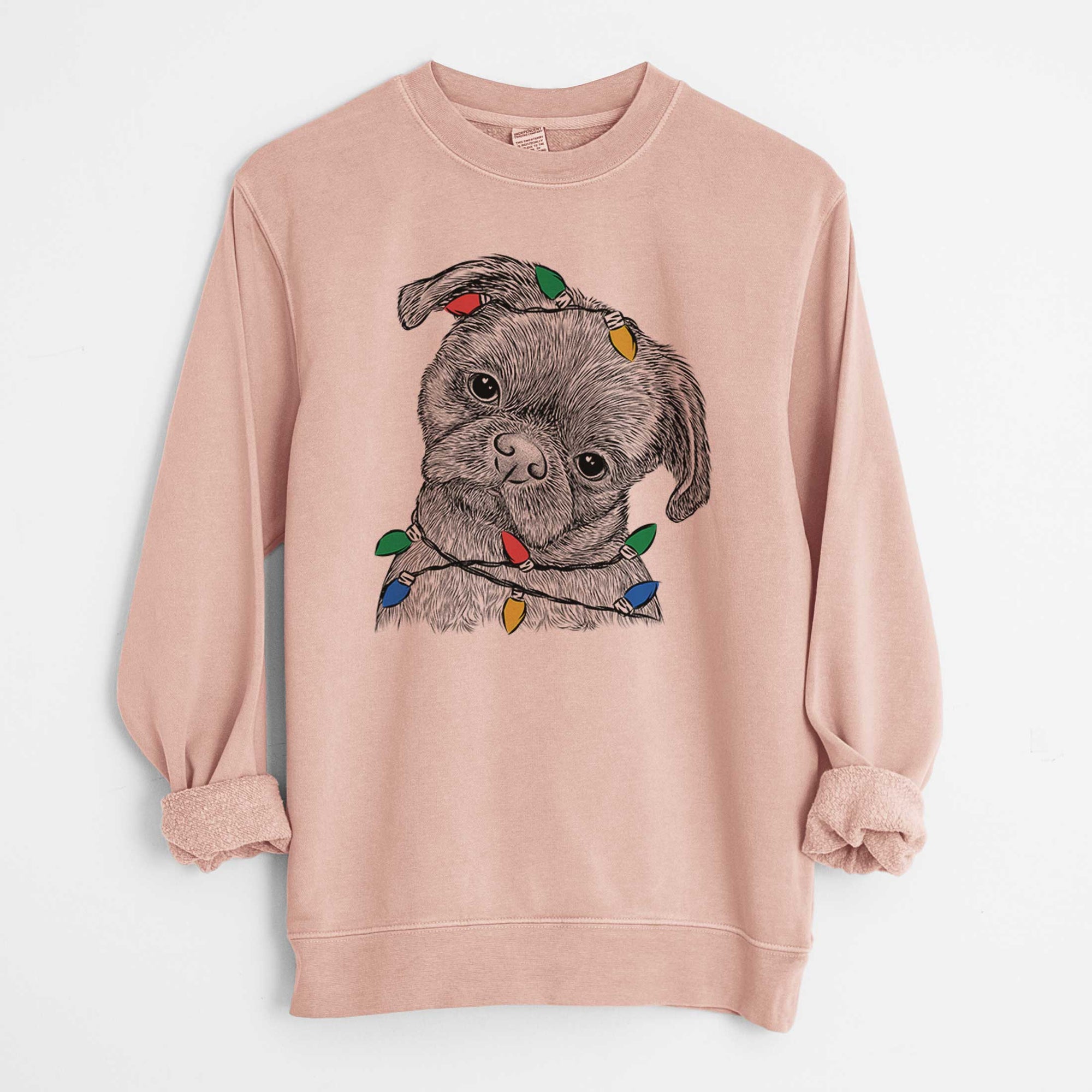 Christmas Lights Koko the Shih Tzu - Unisex Pigment Dyed Crew Sweatshirt