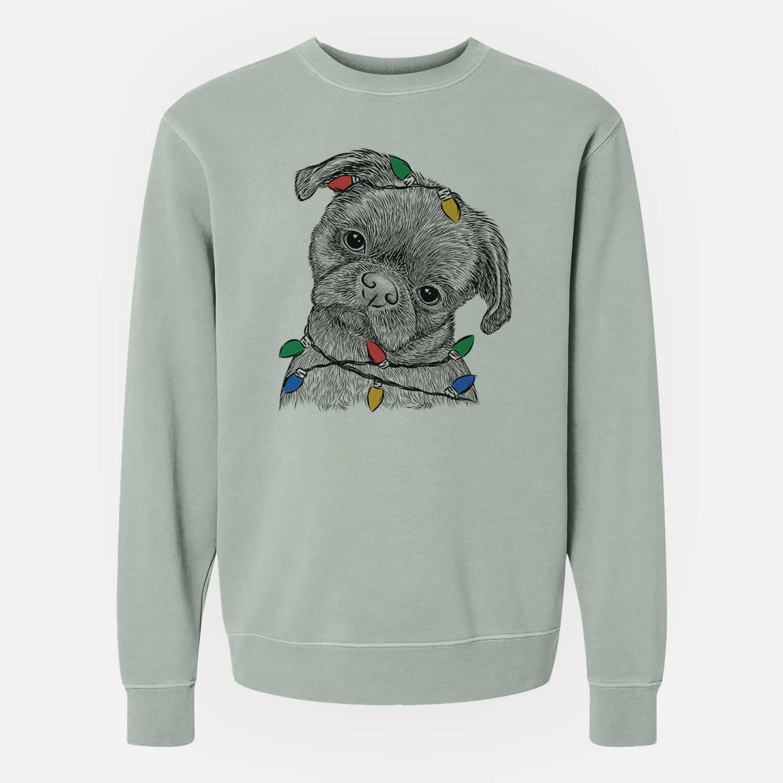 Christmas Lights Koko the Shih Tzu - Unisex Pigment Dyed Crew Sweatshirt