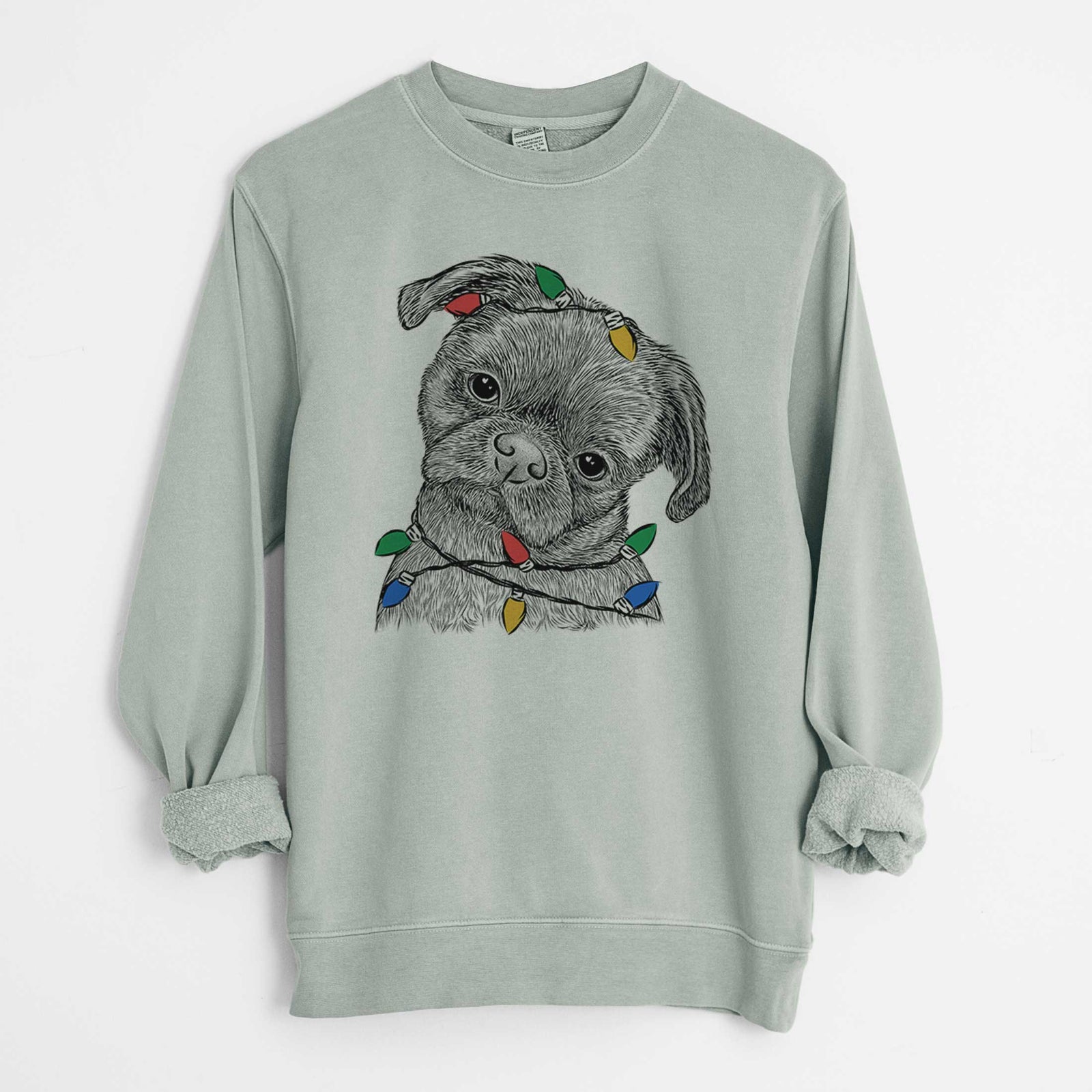Christmas Lights Koko the Shih Tzu - Unisex Pigment Dyed Crew Sweatshirt