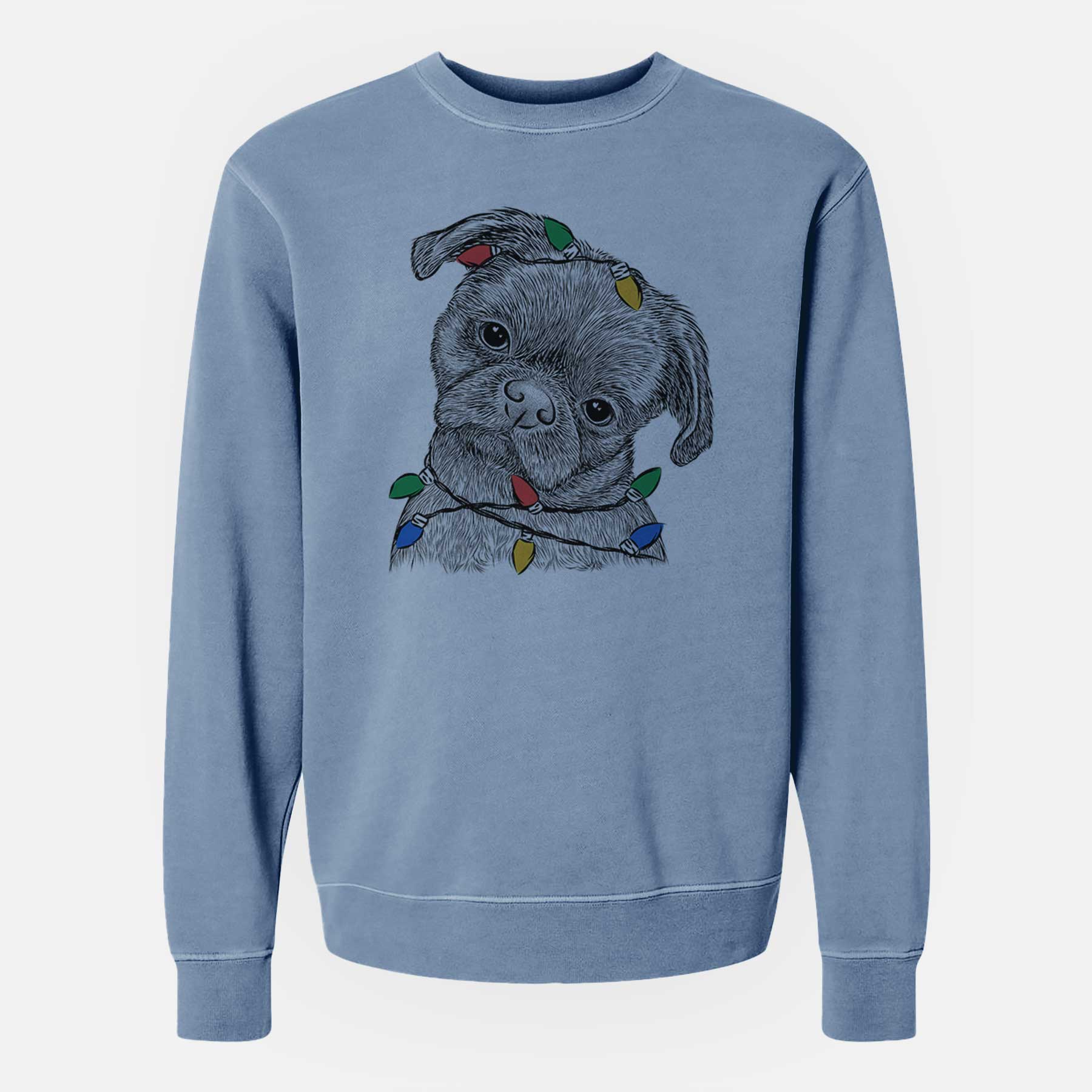 Christmas Lights Koko the Shih Tzu - Unisex Pigment Dyed Crew Sweatshirt