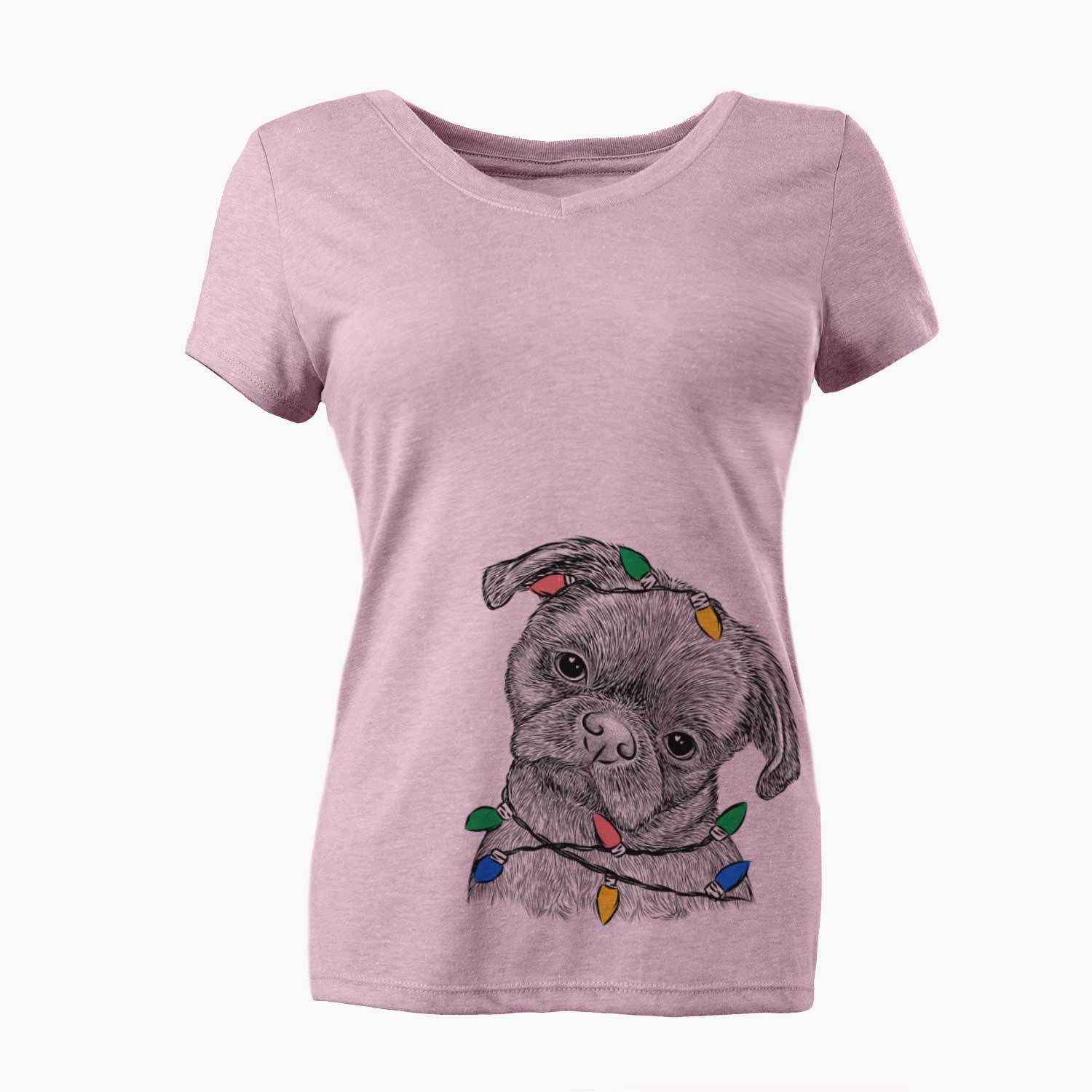 Christmas Lights Koko the Shih Tzu - Women's V-neck Shirt