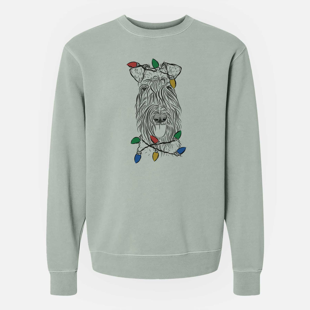 Christmas Lights Kricket the Kerry Blue Terrier - Unisex Pigment Dyed Crew Sweatshirt