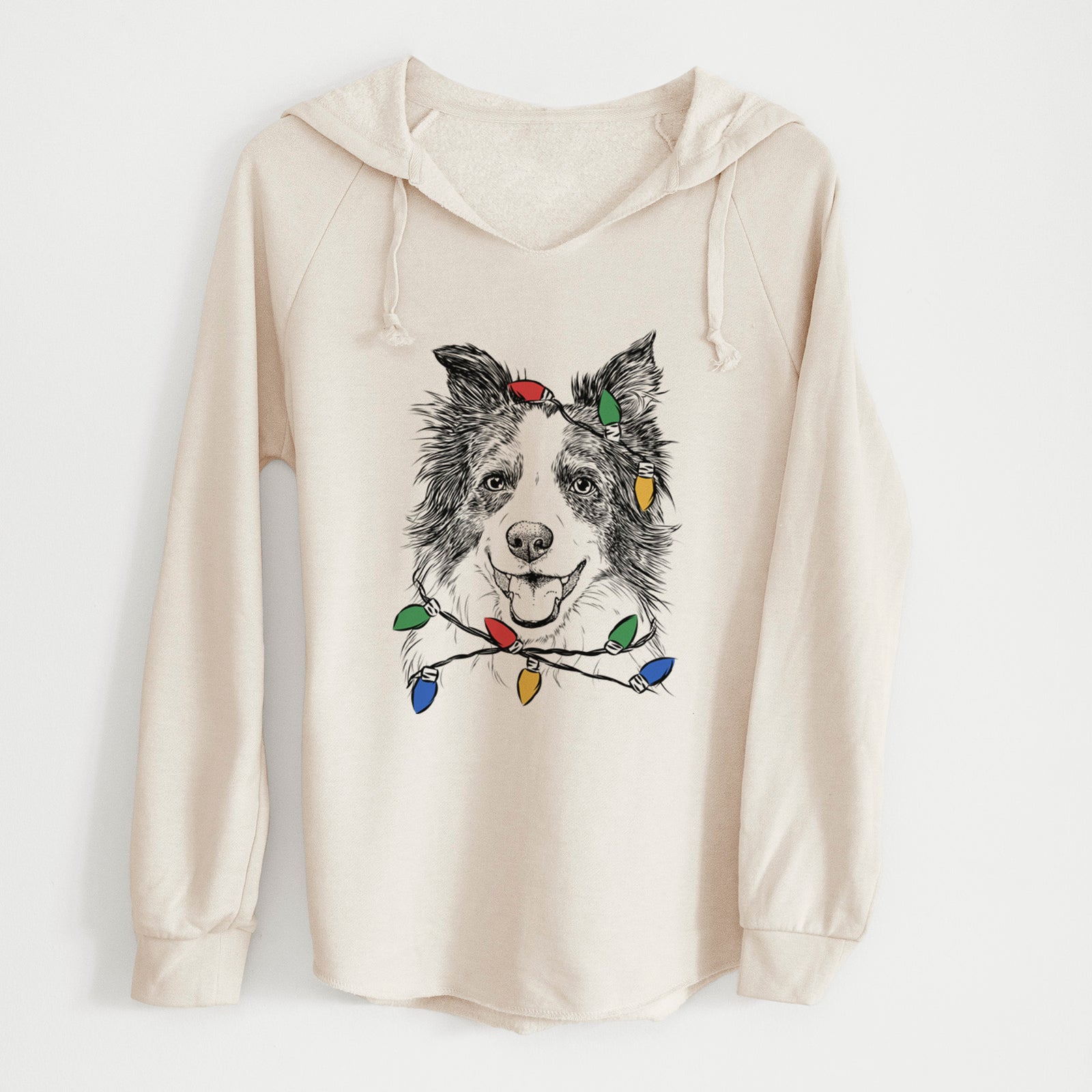 Christmas Lights Kylee the Border Collie - Cali Wave Hooded Sweatshirt