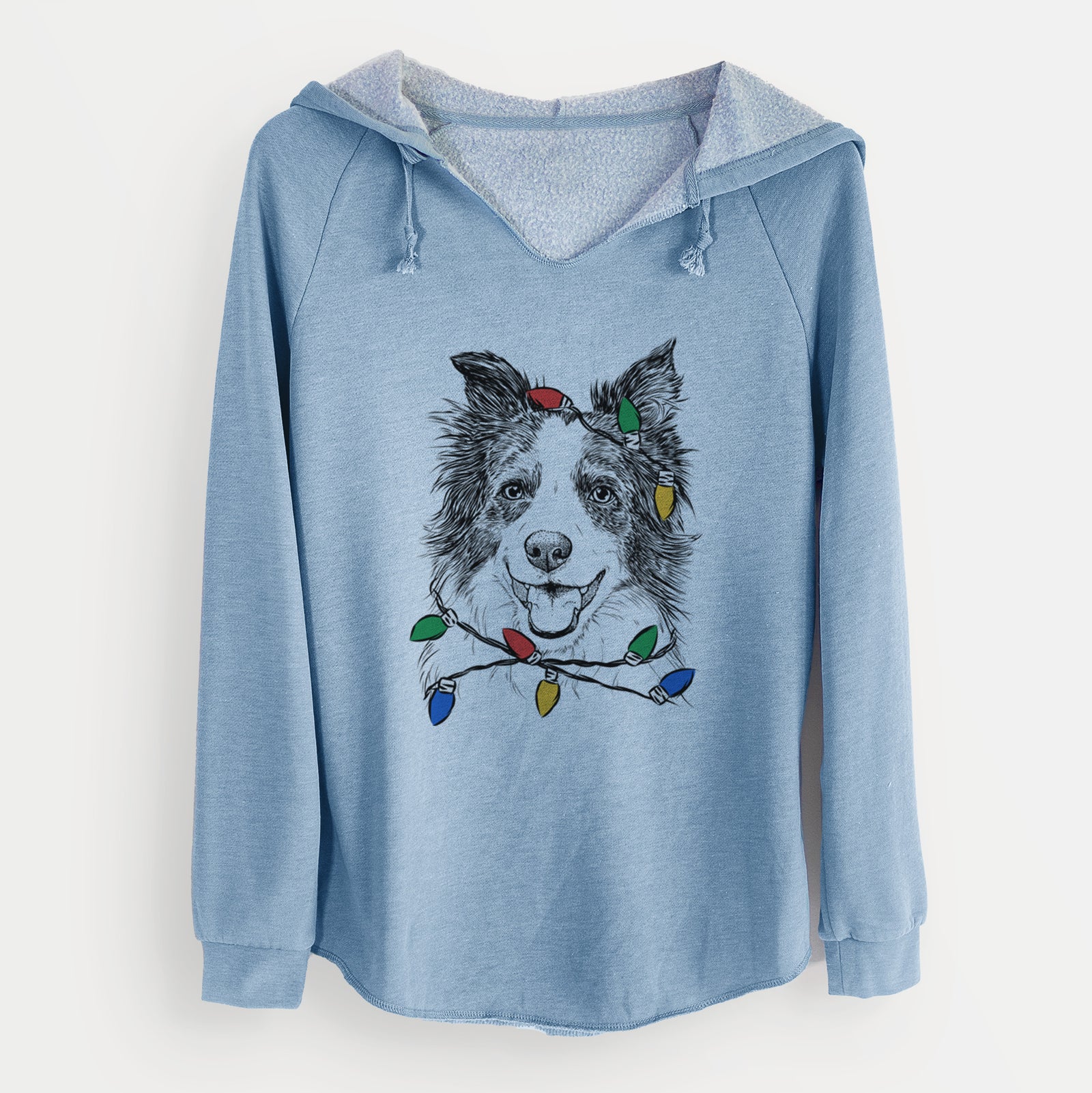 Christmas Lights Kylee the Border Collie - Cali Wave Hooded Sweatshirt