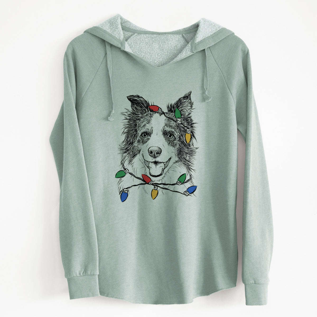 Christmas Lights Kylee the Border Collie - Cali Wave Hooded Sweatshirt
