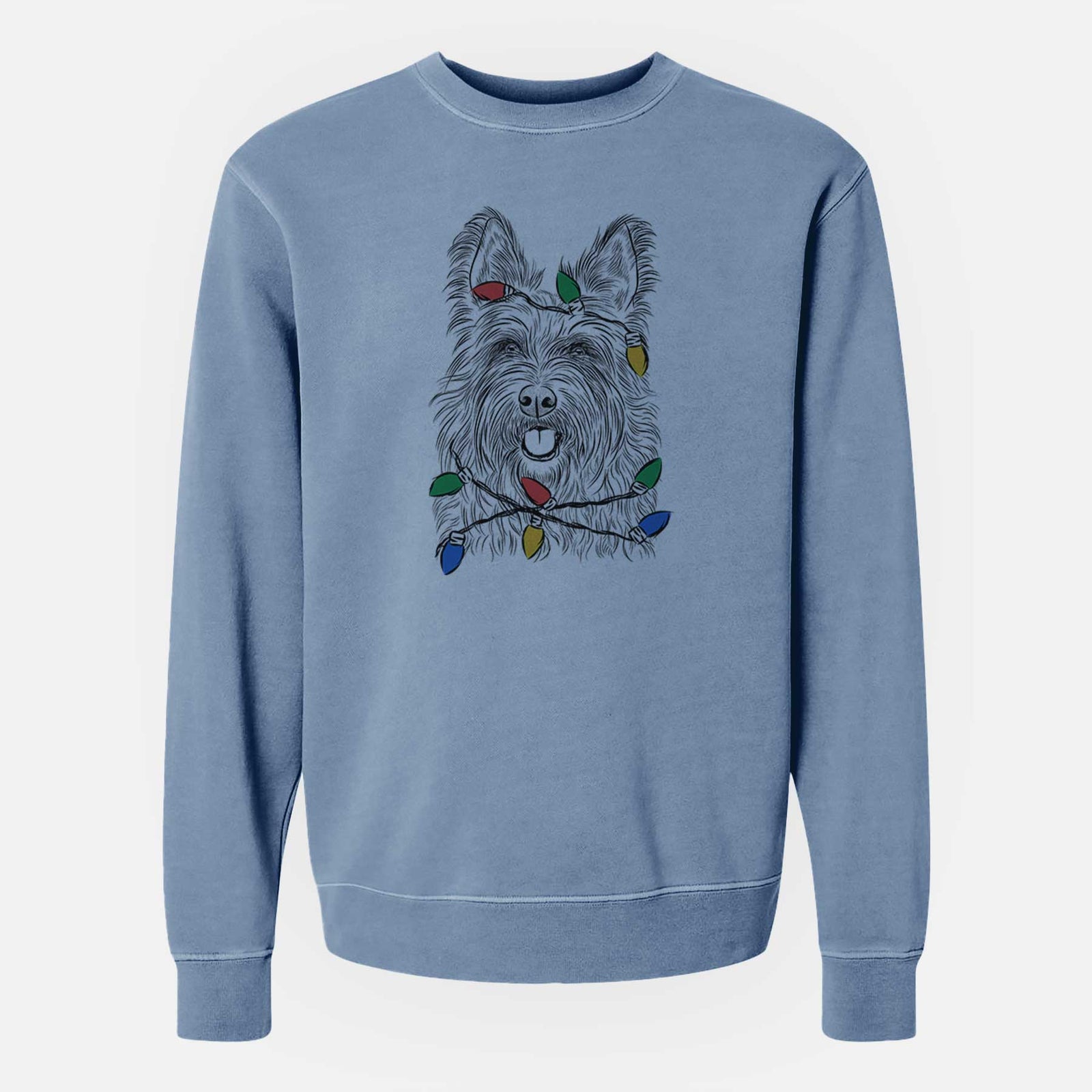 Christmas Lights Kyros the Berger Picard - Unisex Pigment Dyed Crew Sweatshirt