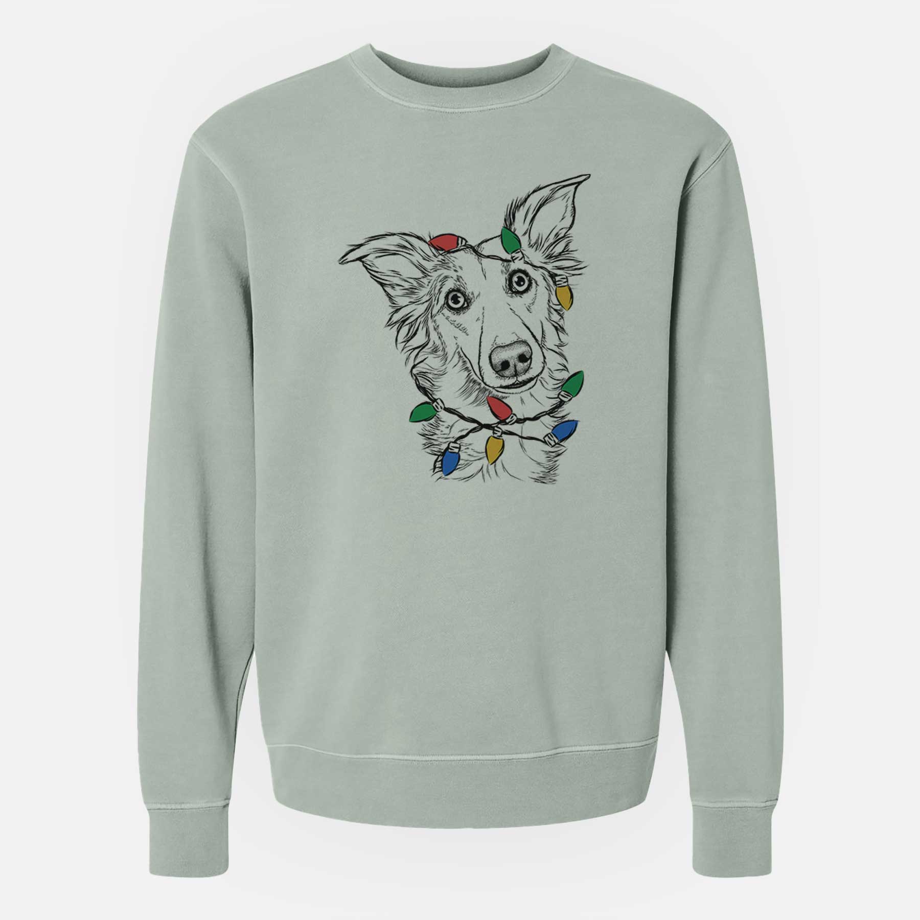 Christmas Lights Kyu the Windsprite - Unisex Pigment Dyed Crew Sweatshirt